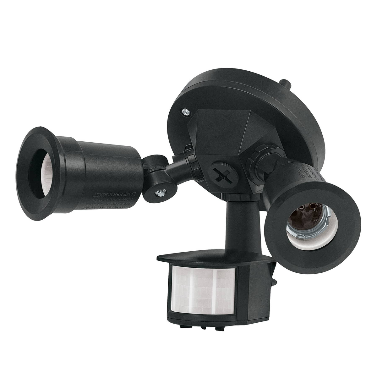 Arbotante negro con sensor de movimiento, 2XE26, Max. 300 W