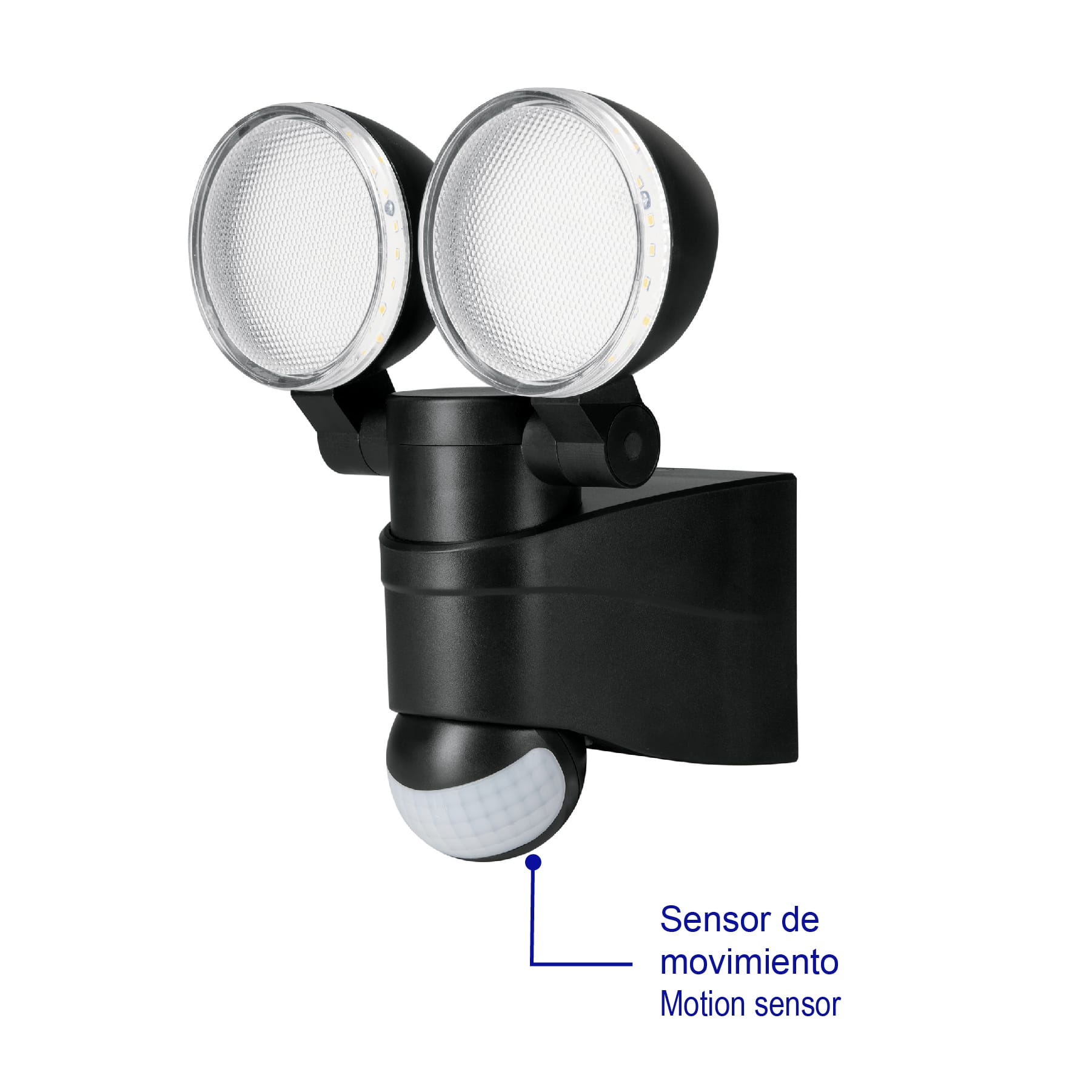 Arbotante negro con sensor de movimiento, LED, 12 W