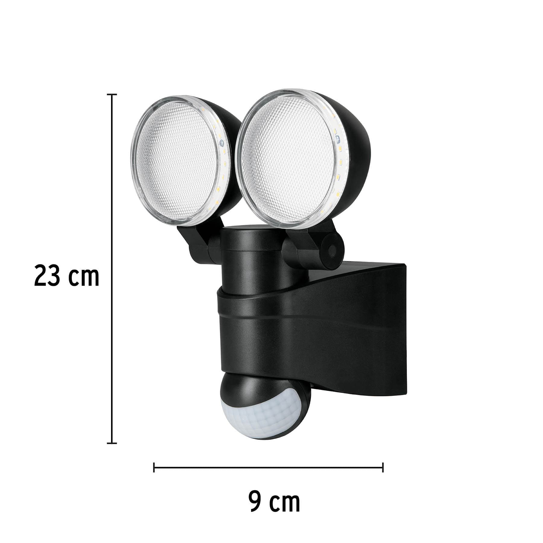 Arbotante negro con sensor de movimiento, LED, 12 W