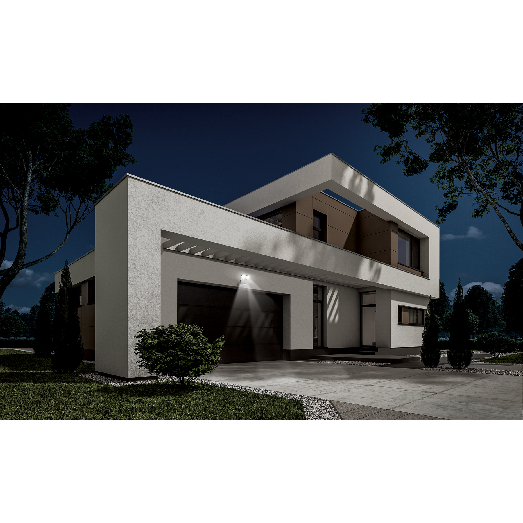Arbotante negro con sensor de movimiento, LED, 12 W