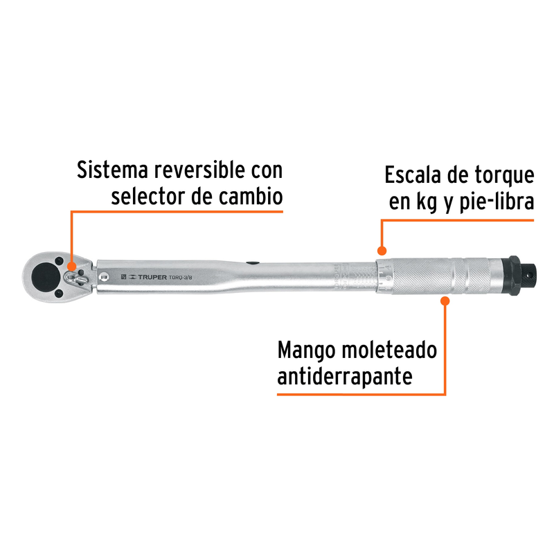 Torquímetro de trueno, dos lecturas, para dados cuadro 3/8"