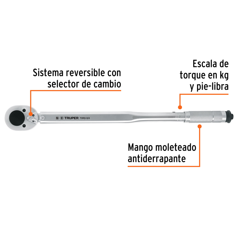 Torquímetro de trueno, dos lecturas, para dados cuadro 3/4"