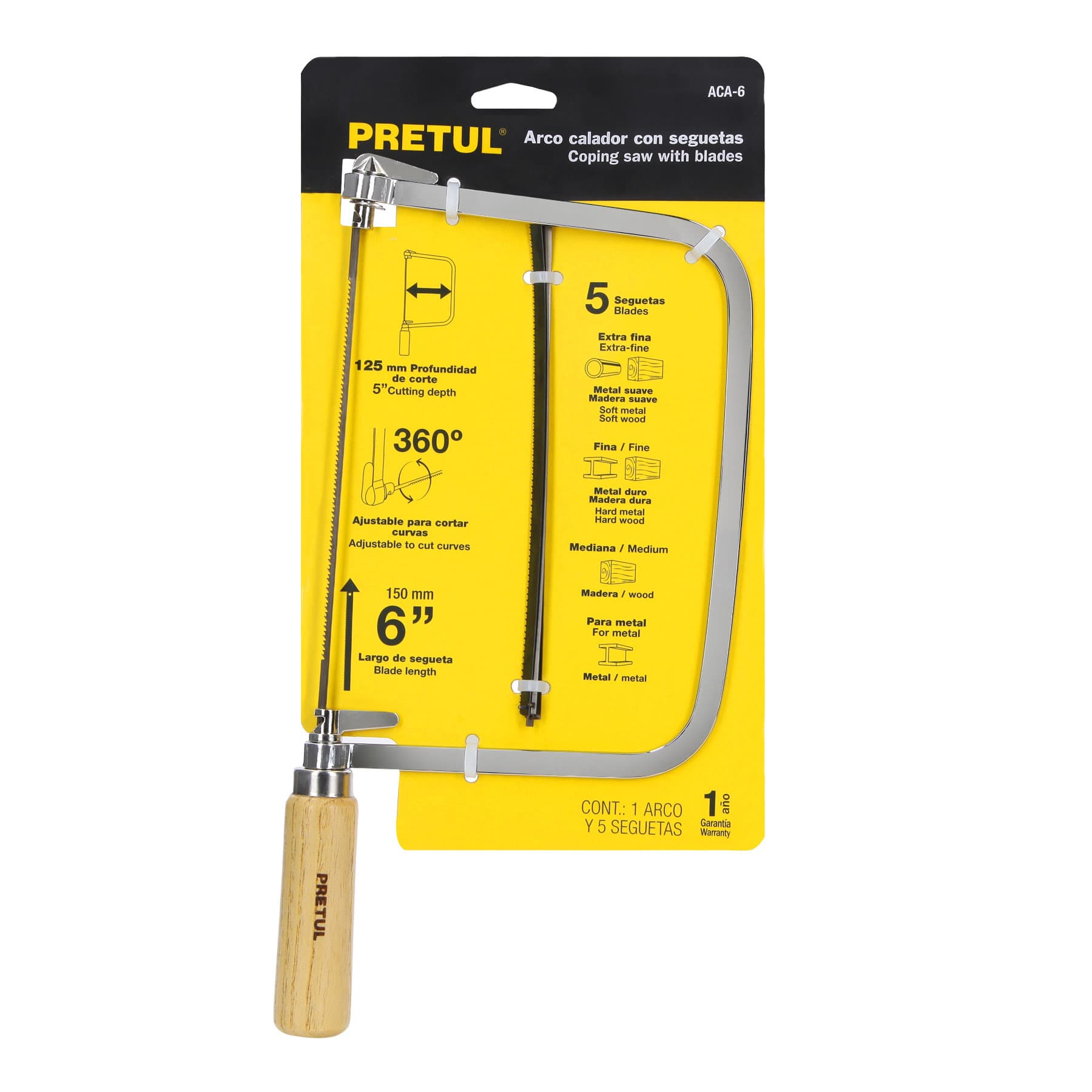 Arco calador para segueta 6", pretul