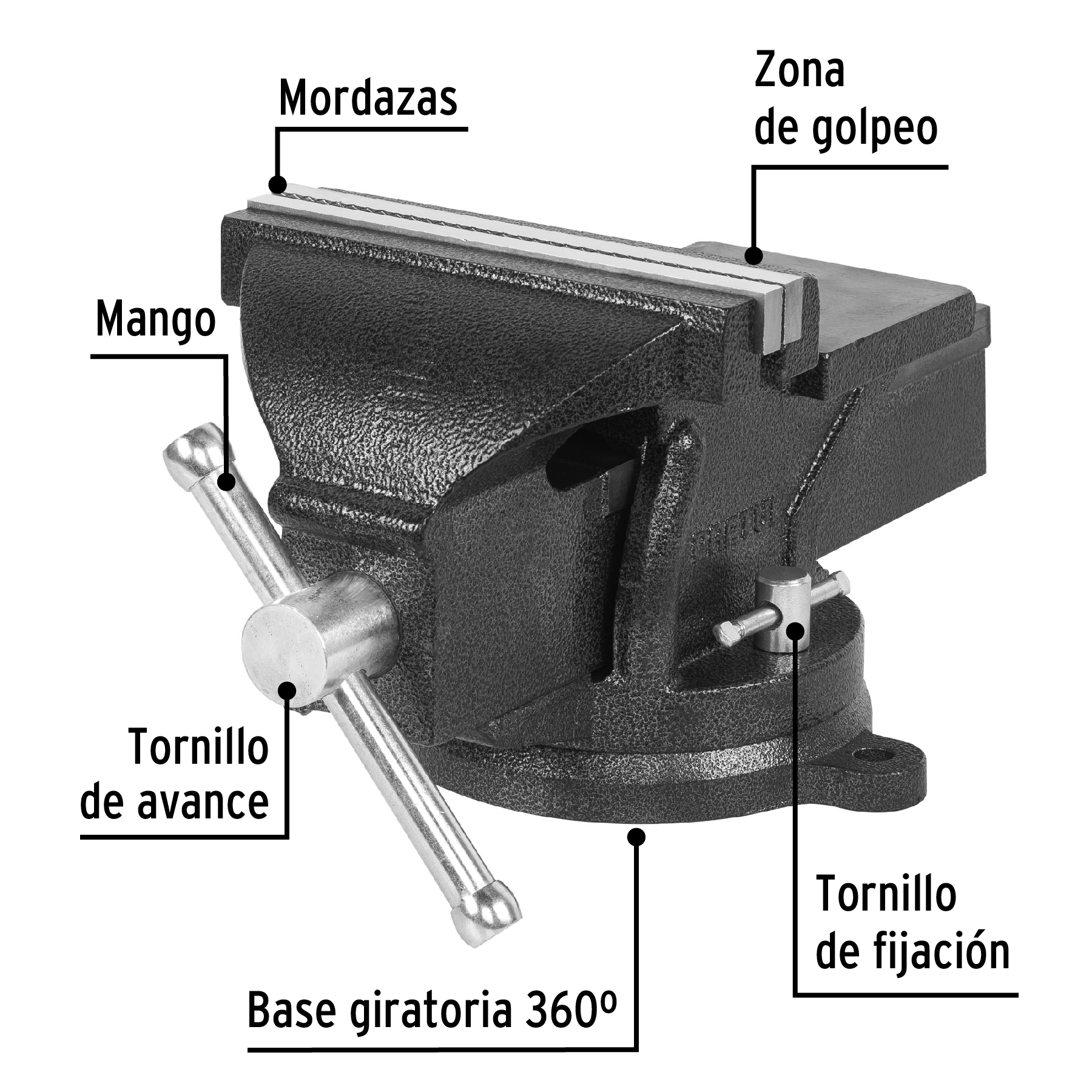 Tornillos de banco, hierro gris, 8", Pretul