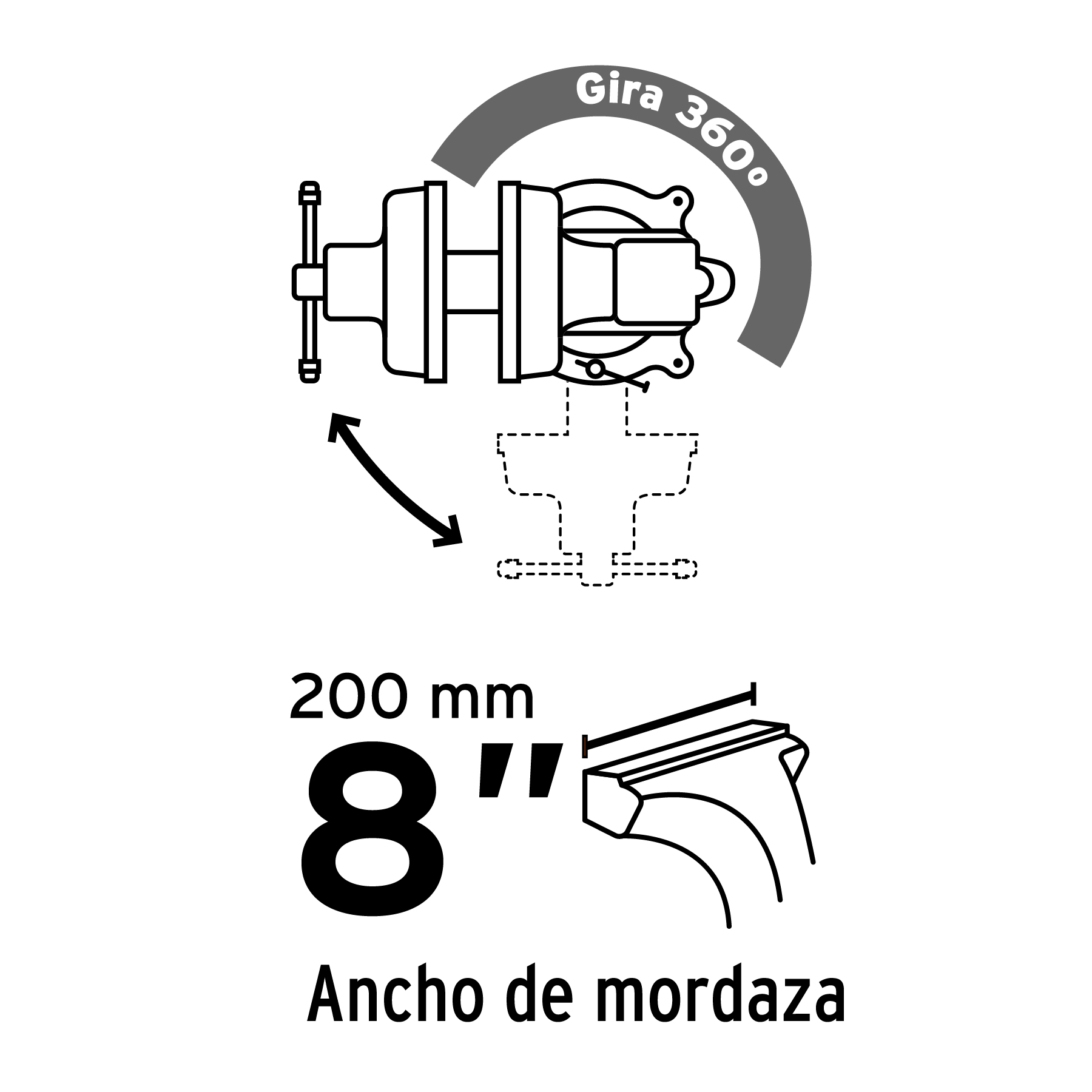 Tornillos de banco, hierro gris, 8", Pretul