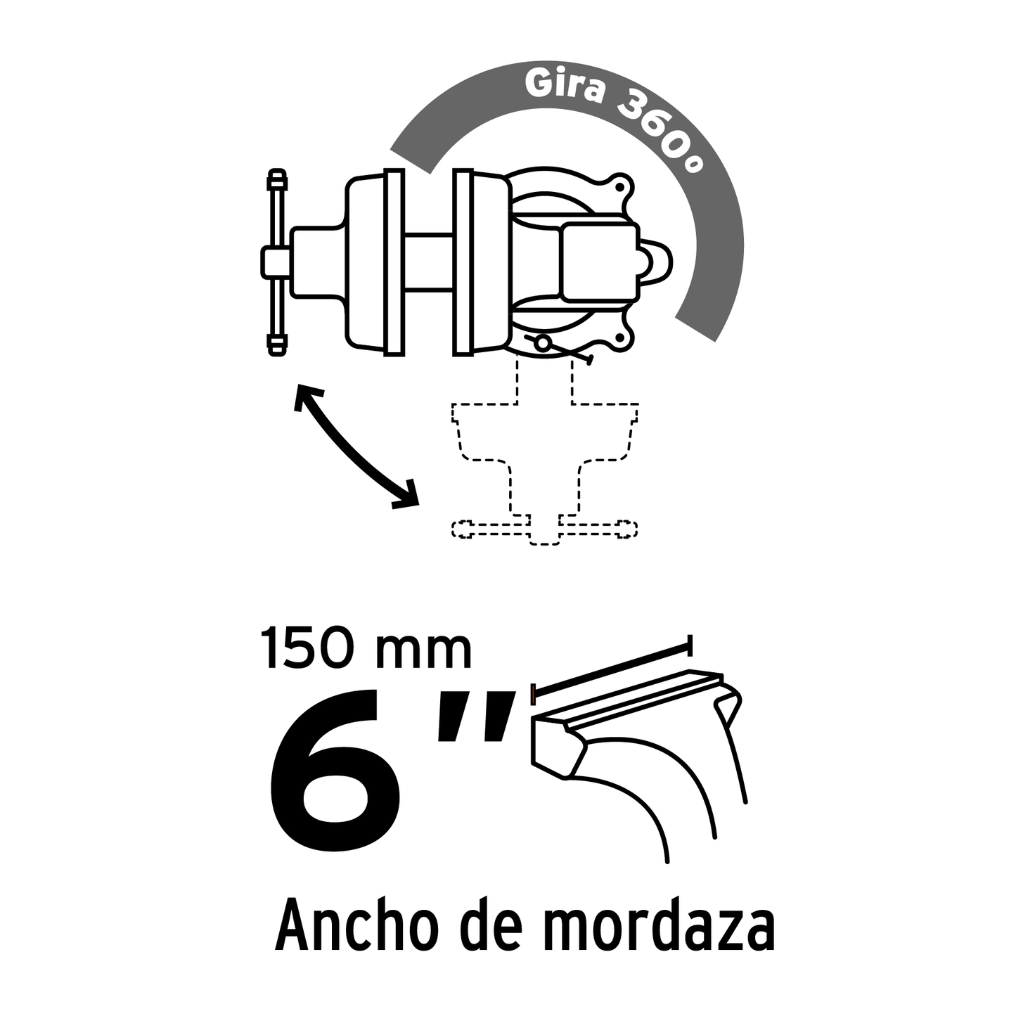 Tornillos de banco, hierro gris, 6", Pretul
