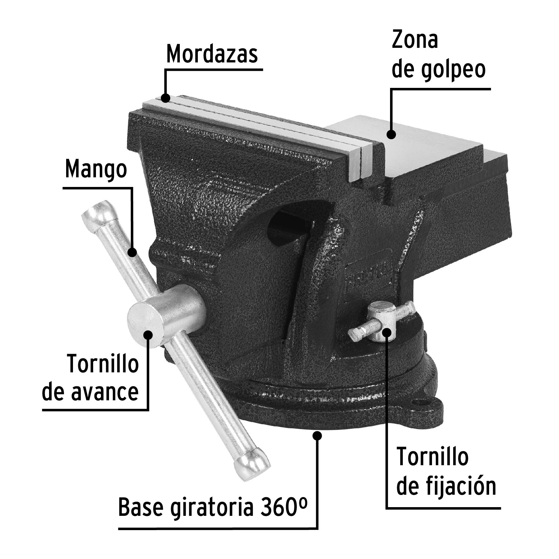 Tornillos de banco, hierro gris, 5", Pretul