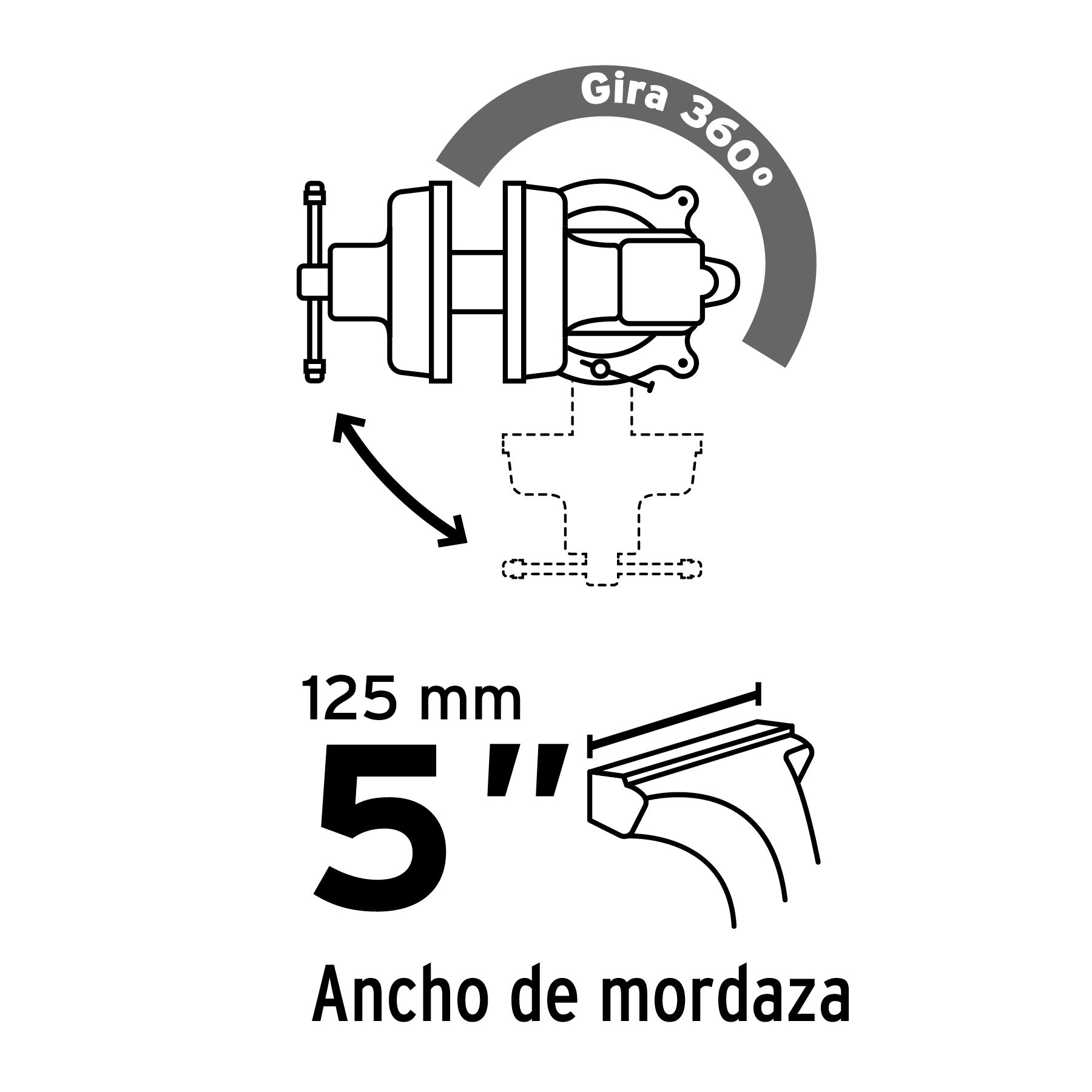 Tornillos de banco, hierro gris, 5", Pretul