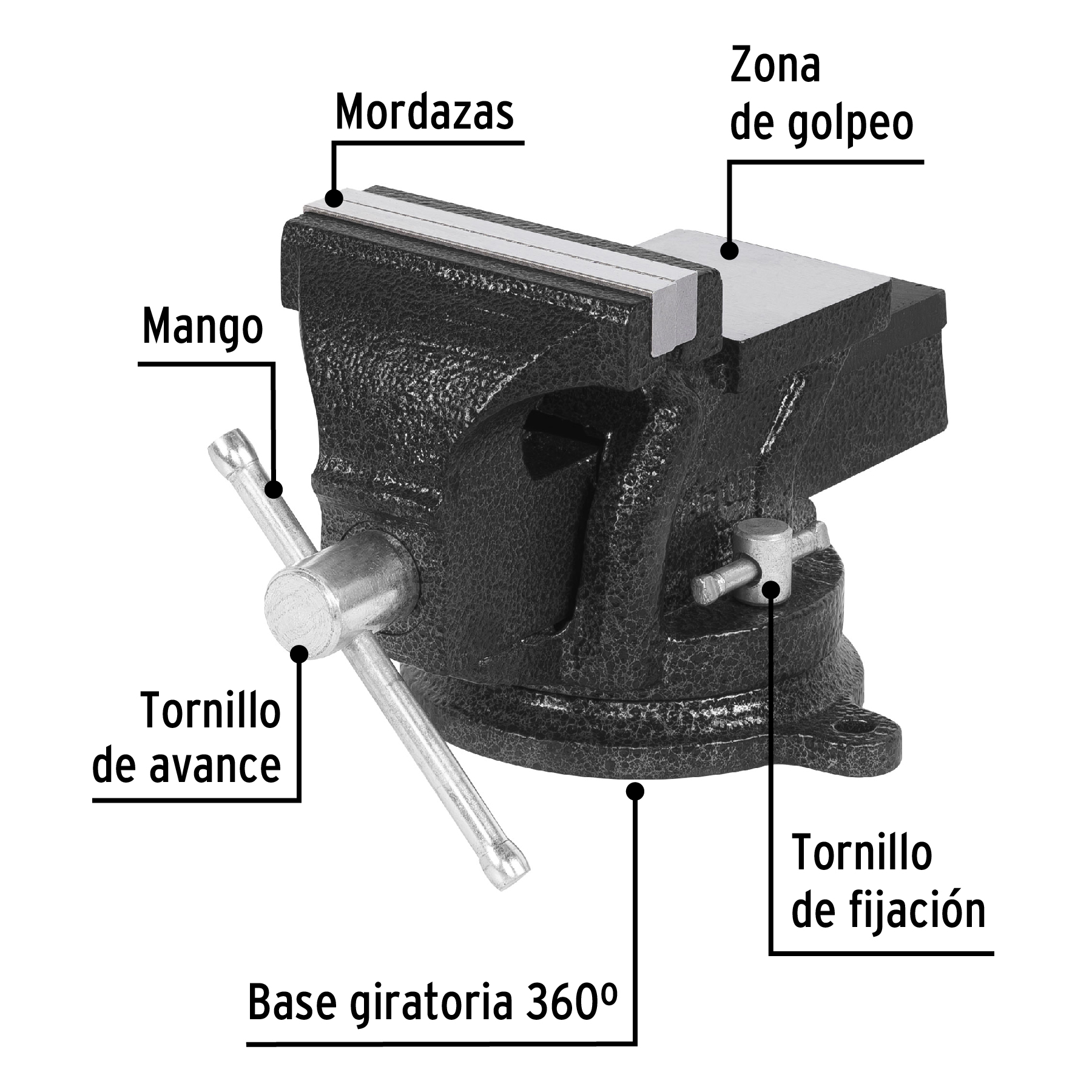 Tornillos de banco, hierro gris, 4", Pretul