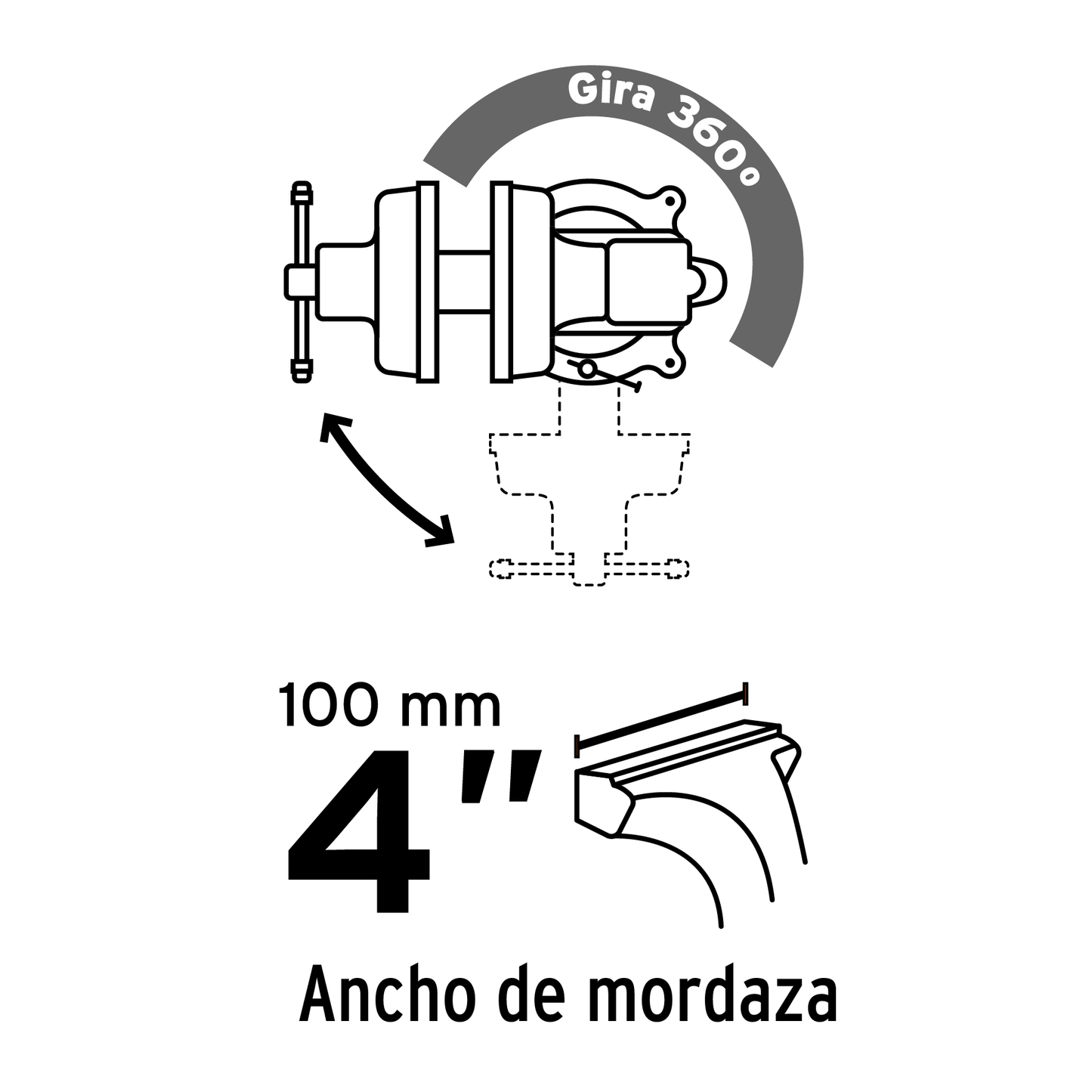 Tornillos de banco, hierro gris, 4", Pretul