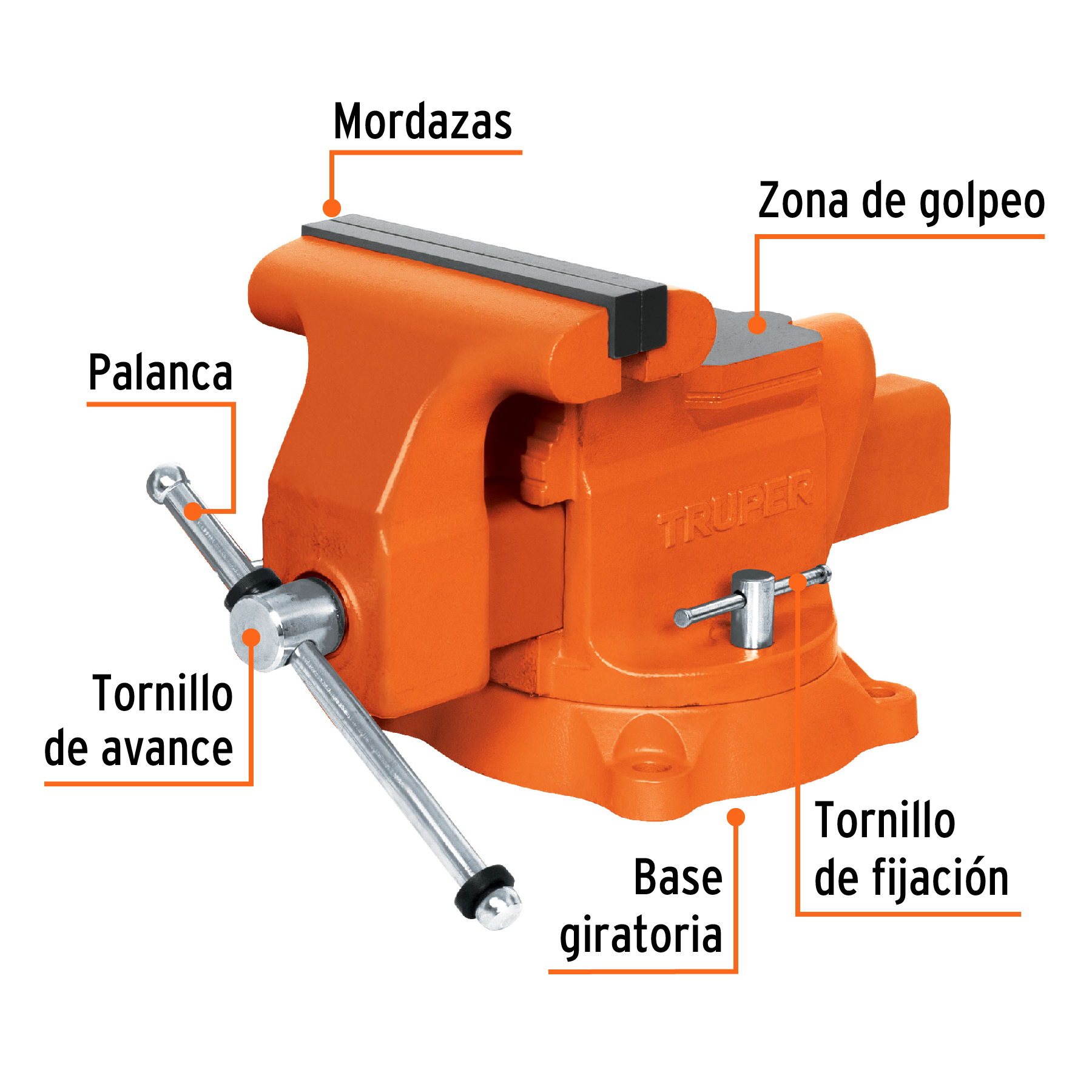 Tornillos de banco uso industrial, hierro nodular, 8"