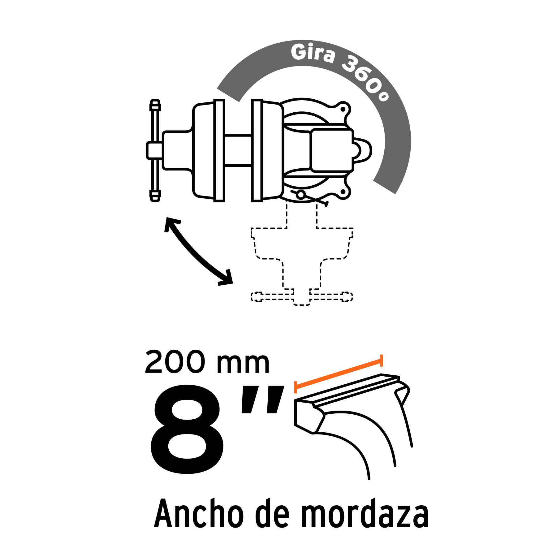 Tornillos de banco uso industrial, hierro nodular, 8"