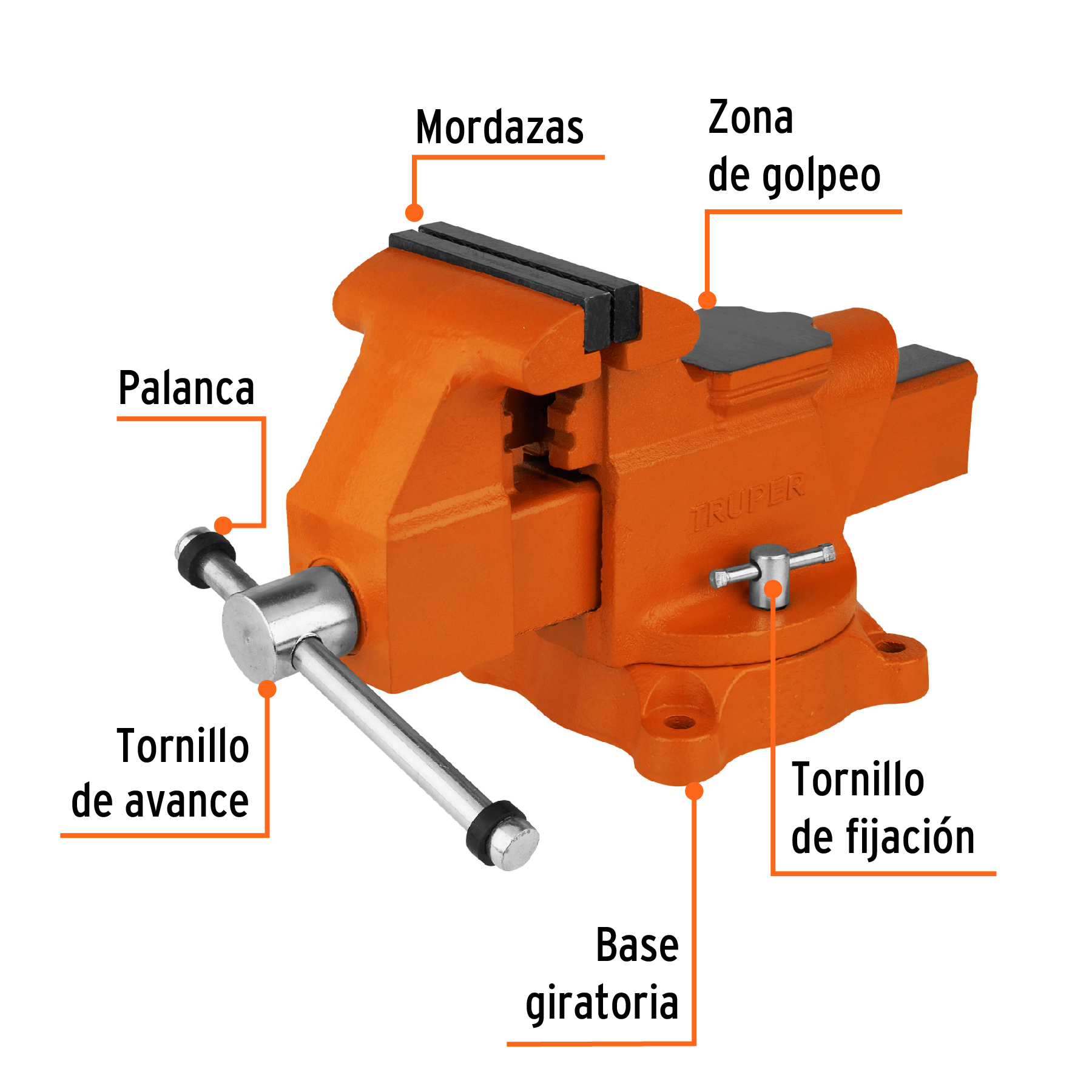 Tornillos de banco uso industrial, hierro nodular, 5"