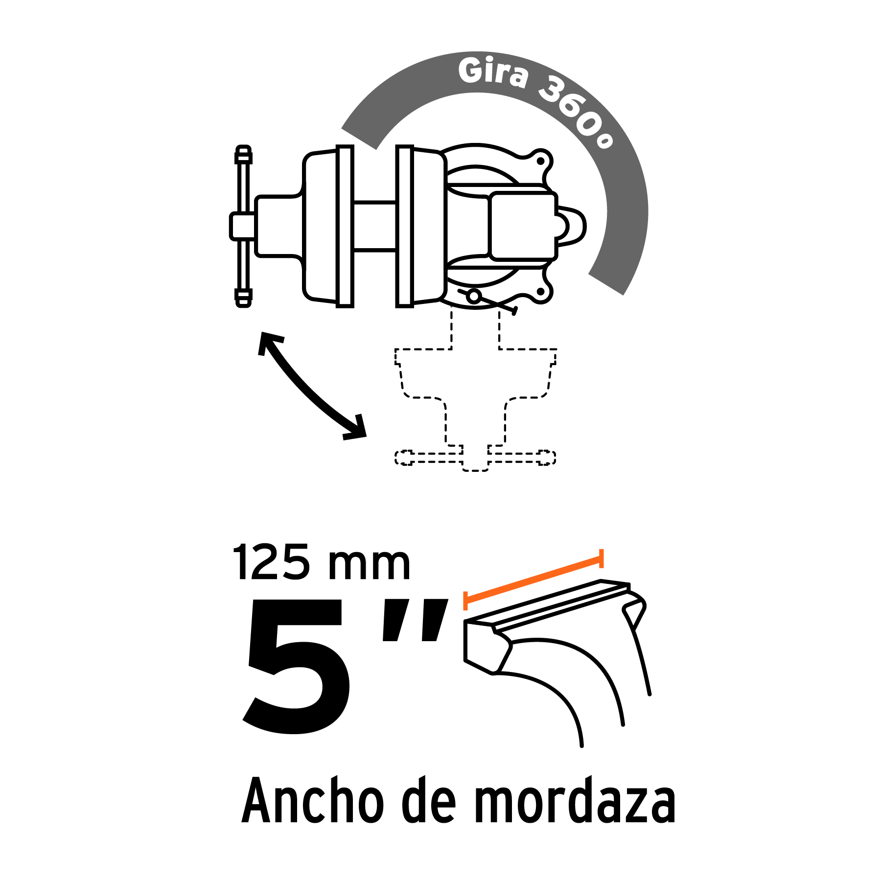 Tornillos de banco uso industrial, hierro nodular, 5"