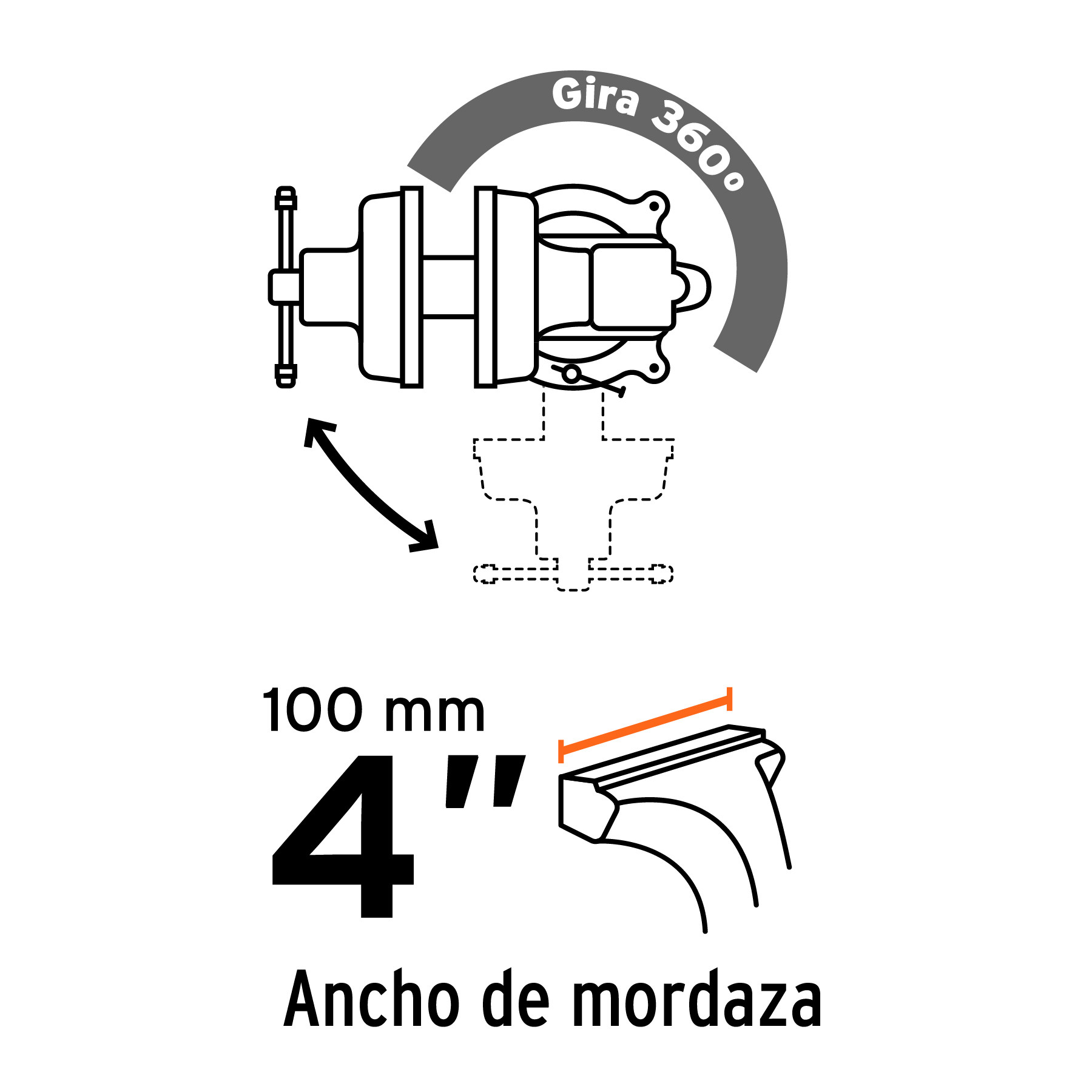 Tornillos de banco uso industrial, hierro nodular, 4"