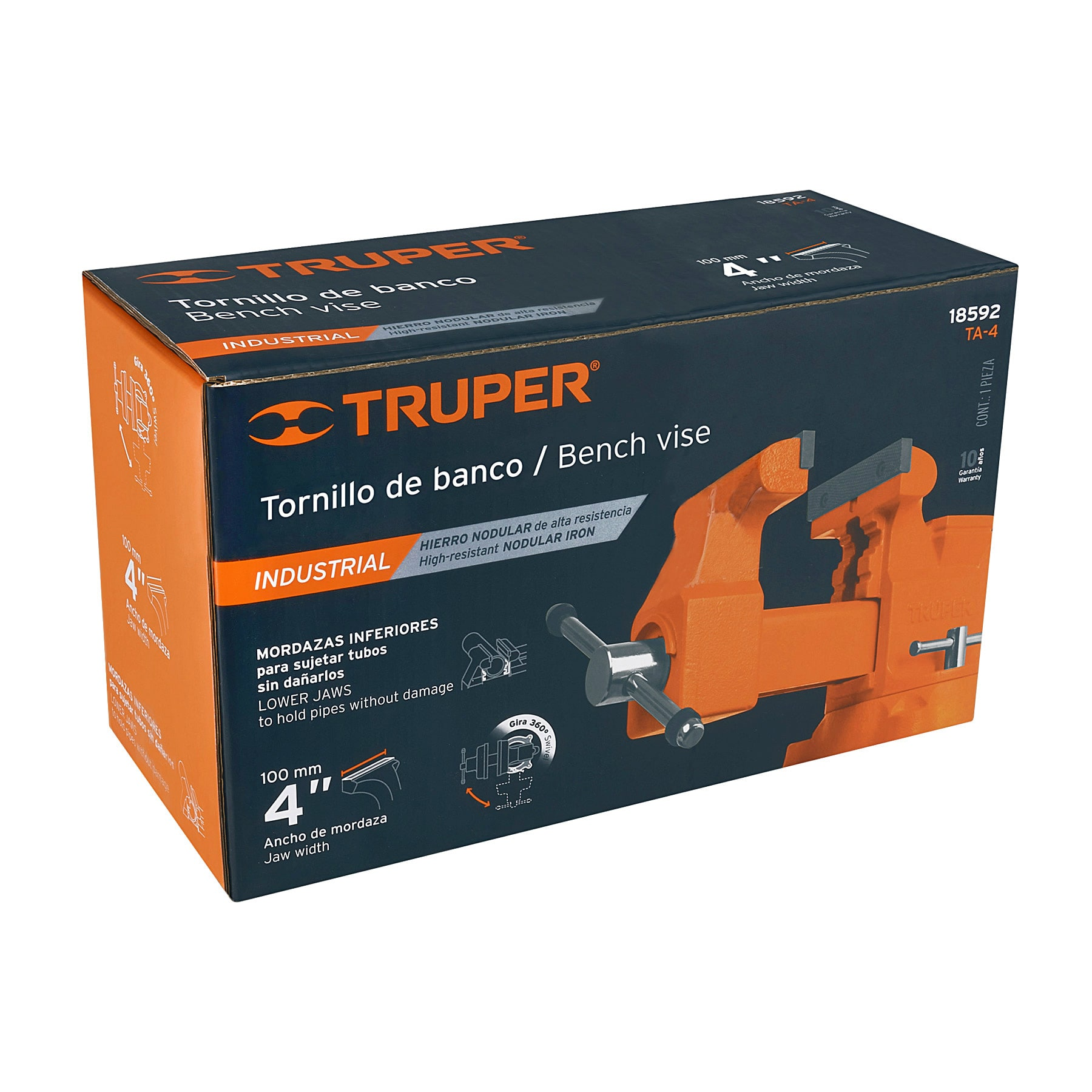 Tornillos de banco uso industrial, hierro nodular, 4"