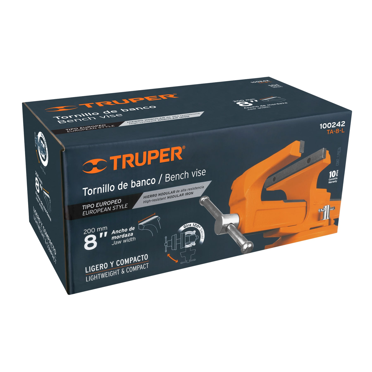 Tornillos de banco tipo Europeo, hierro nodular, 8"