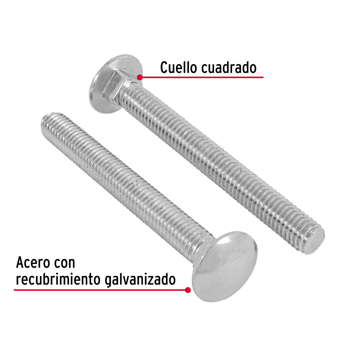 Tornillo tipo coche, galvanizado, 7/16 X 4", 20 piezas
