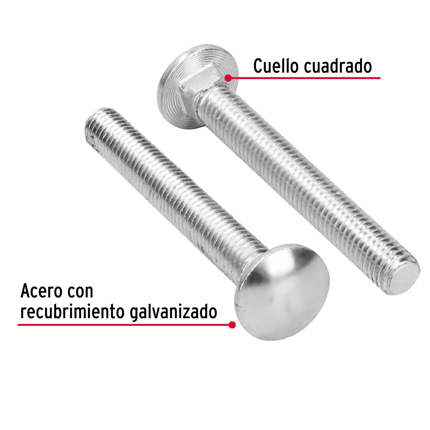 Tornillo tipo coche, galvanizado, 7/16 X 3-1/2", 20 piezas