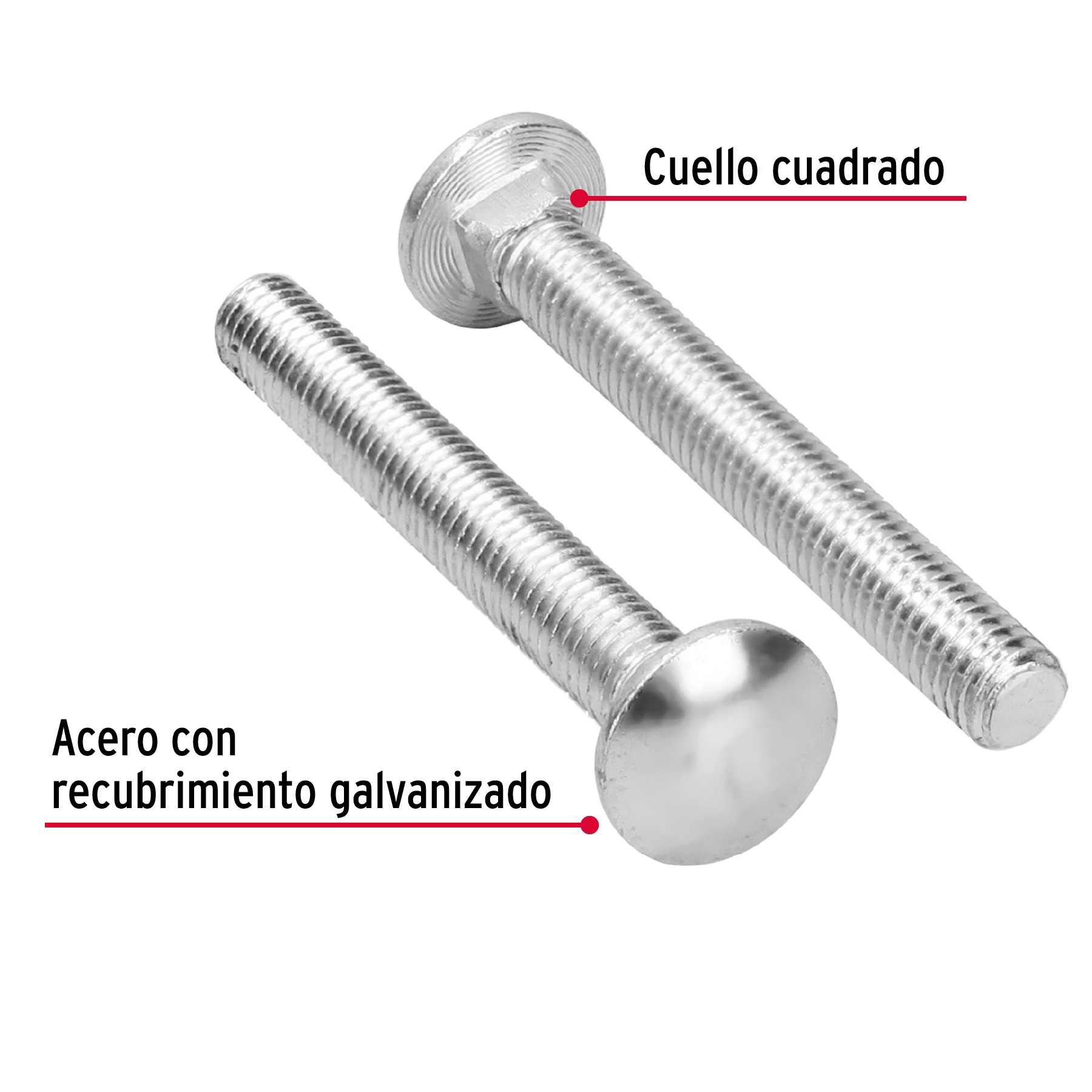 Tornillo tipo coche, galvanizado, 7/16 X 3-1/2", 20 piezas