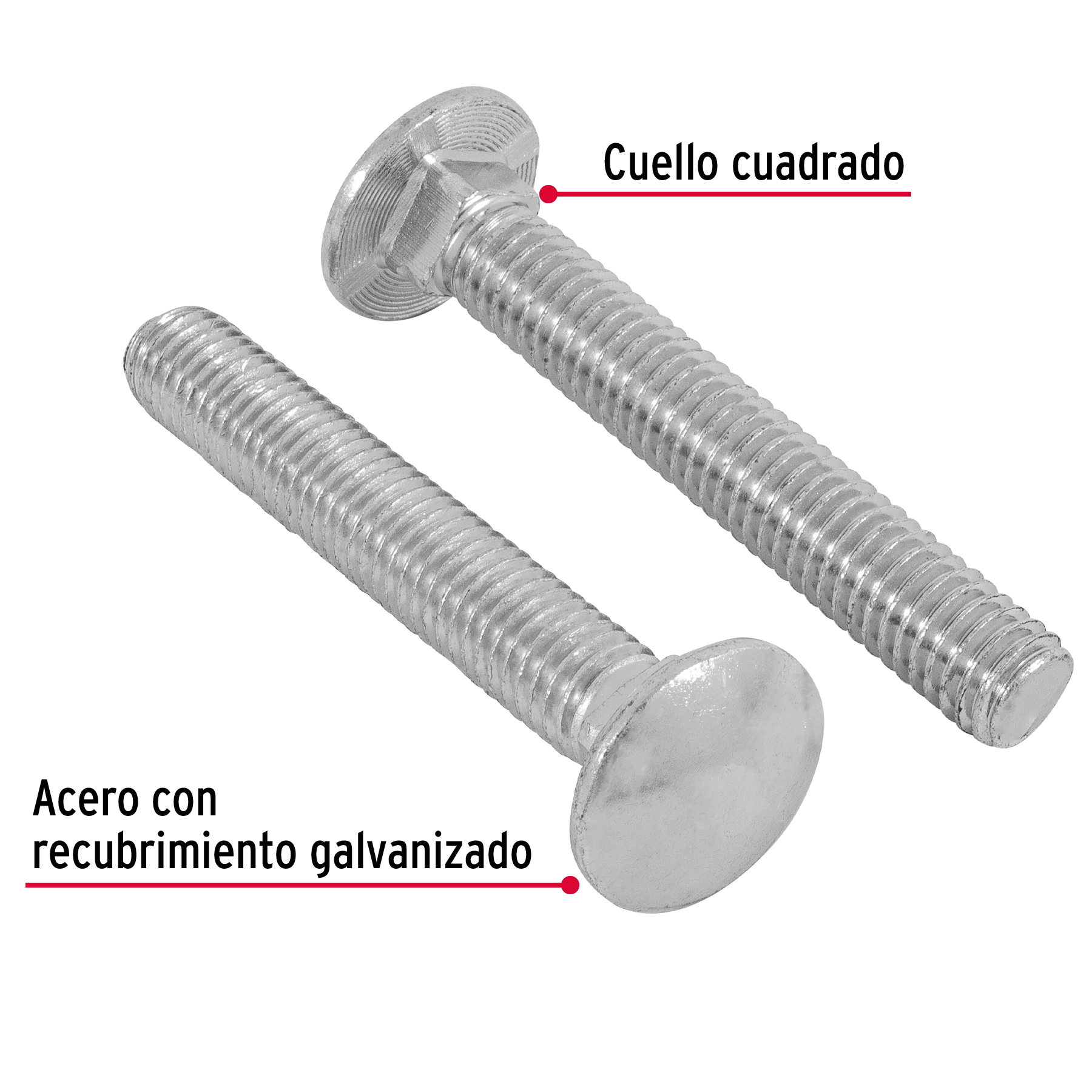 Tornillo tipo coche, galvanizado, 7/16 X 3", 30 piezas