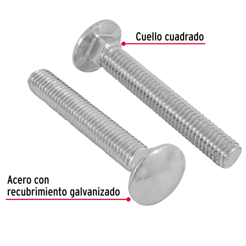 Tornillo tipo coche, galvanizado, 7/16 X 3", 30 piezas
