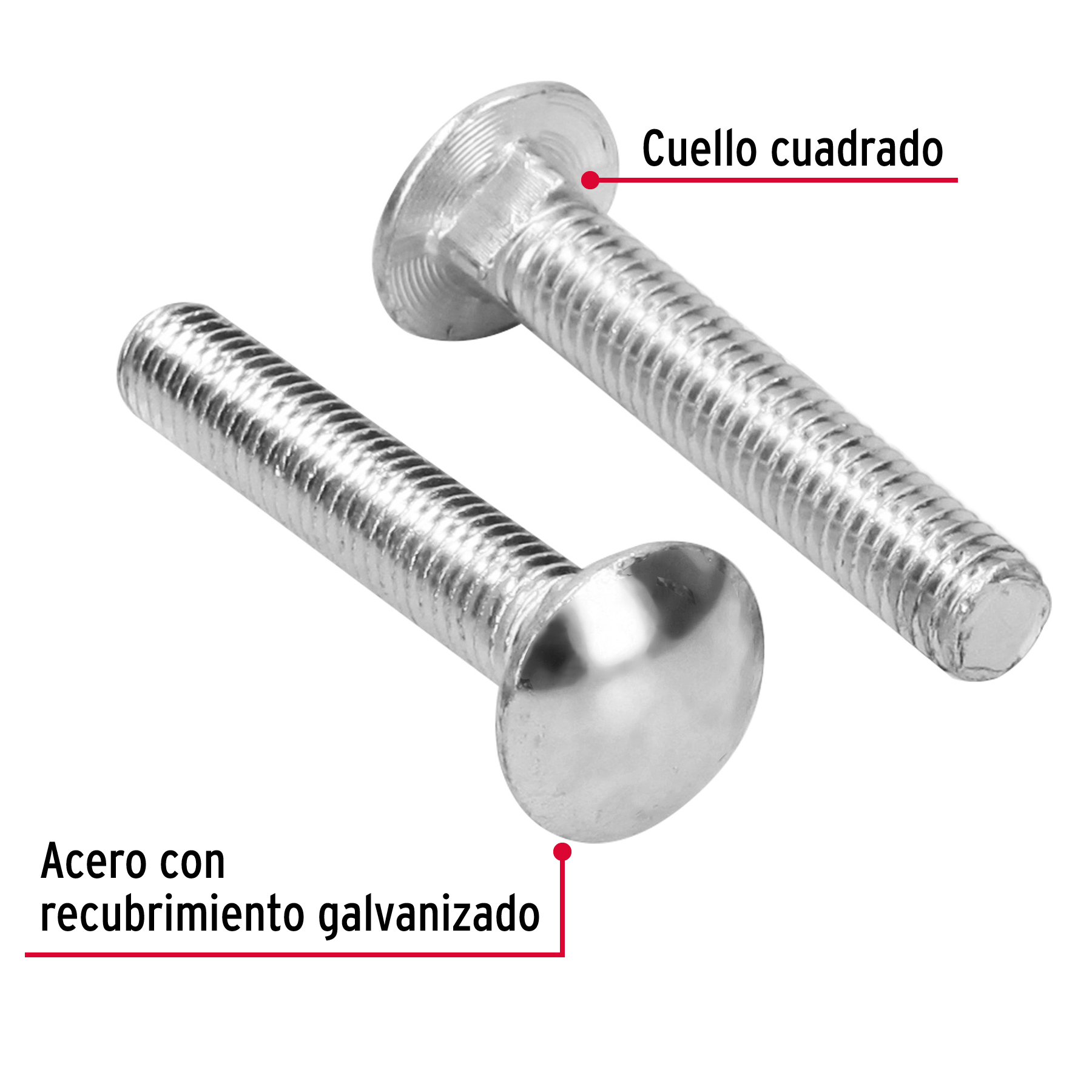 Tornillo tipo coche, galvanizado, 7/16 X 2-1/2", 30 piezas
