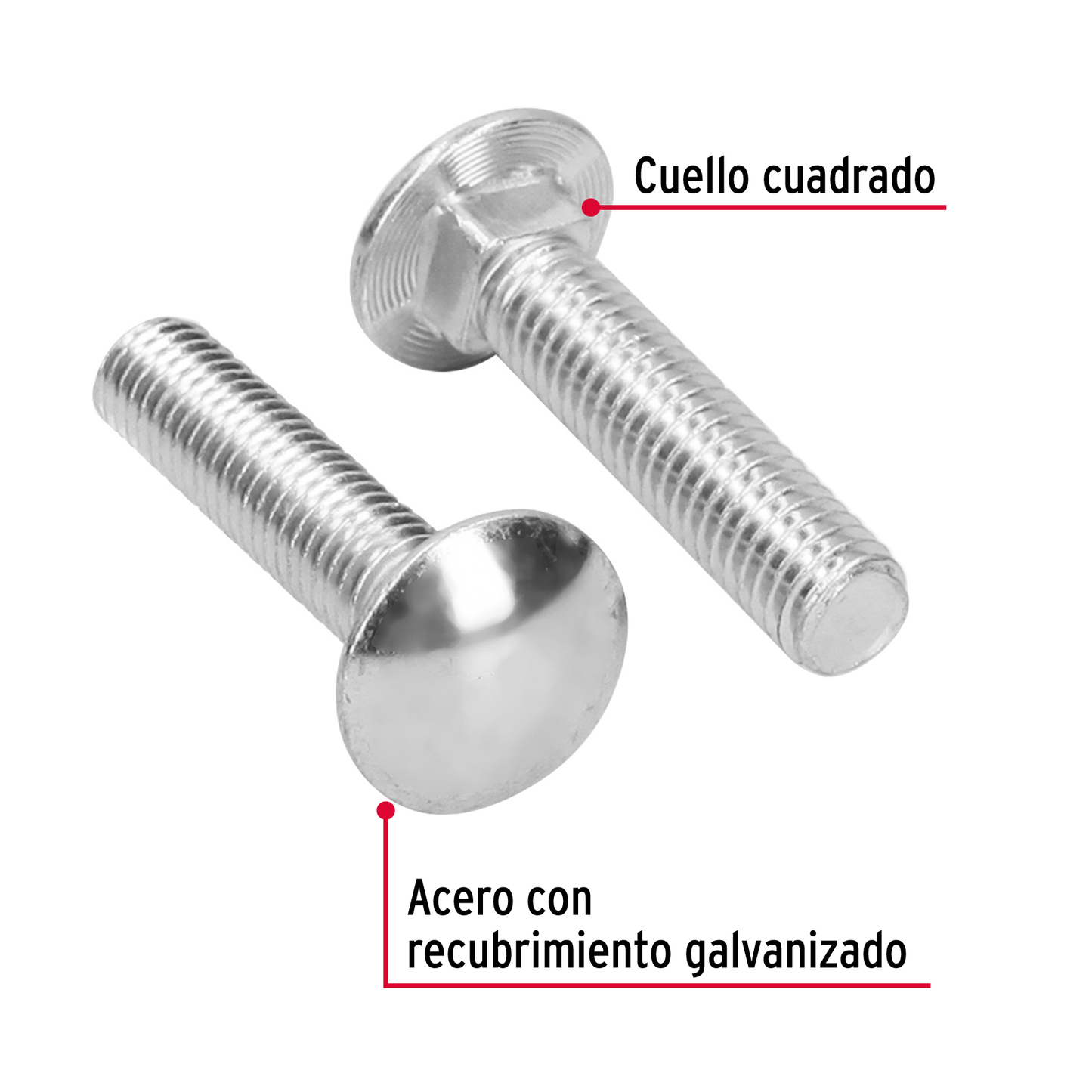 Tornillo tipo coche, galvanizado, 7/16 X 2", 40 piezas
