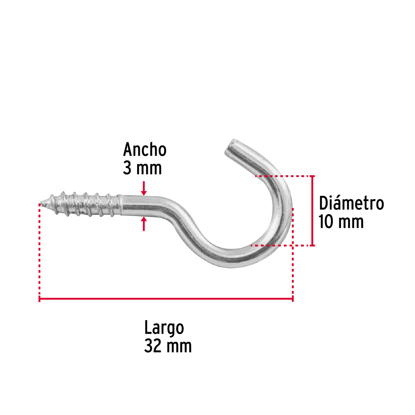 Armella 17 x 40, abierta, caja con 144 pzas