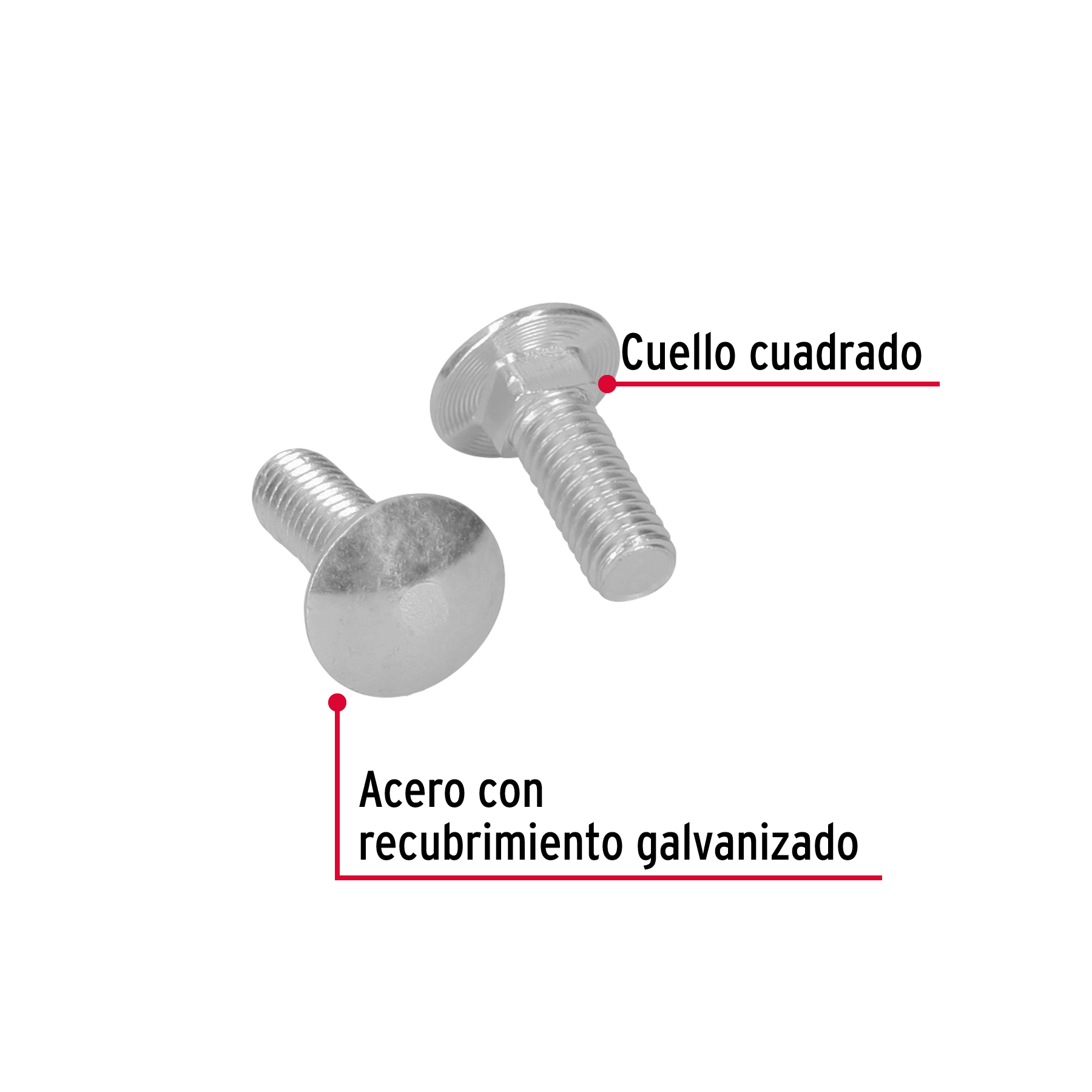 Tornillo tipo coche, galvanizado, 7/16 X 1-1/4", 50 piezas