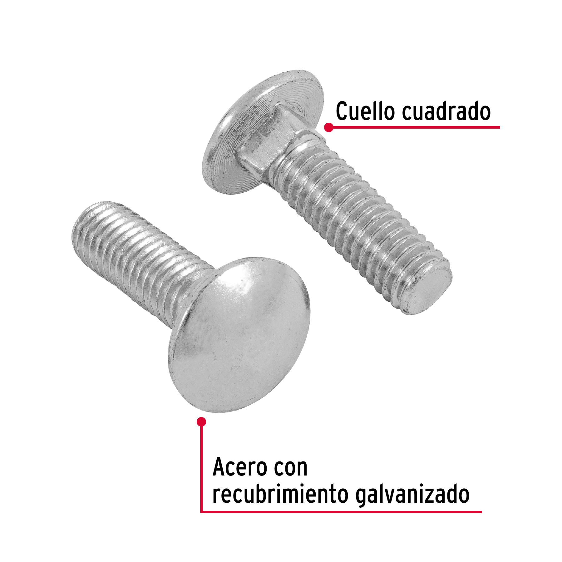 Tornillo tipo coche, galvanizado, 7/16 X 1-1/2", 50 piezas