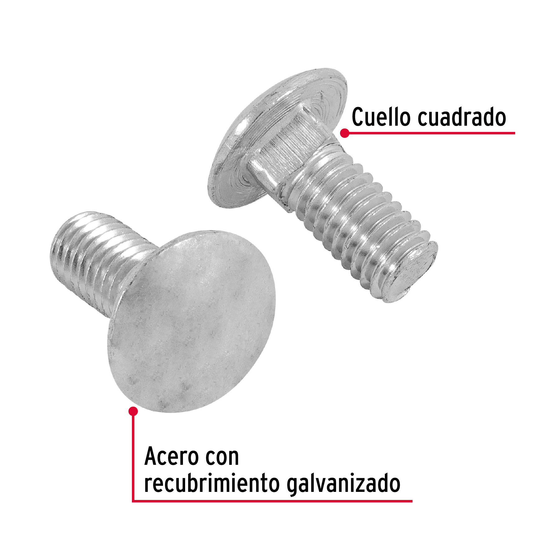 Tornillo tipo coche, galvanizado, 7/16 X 1", 60 piezas