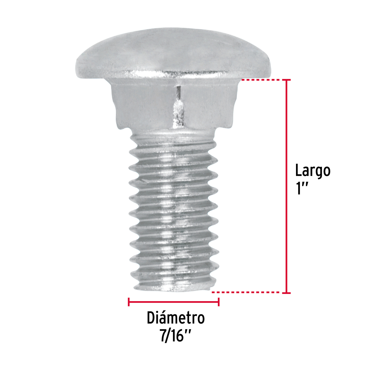 Tornillo tipo coche, galvanizado, 7/16 X 1", 60 piezas