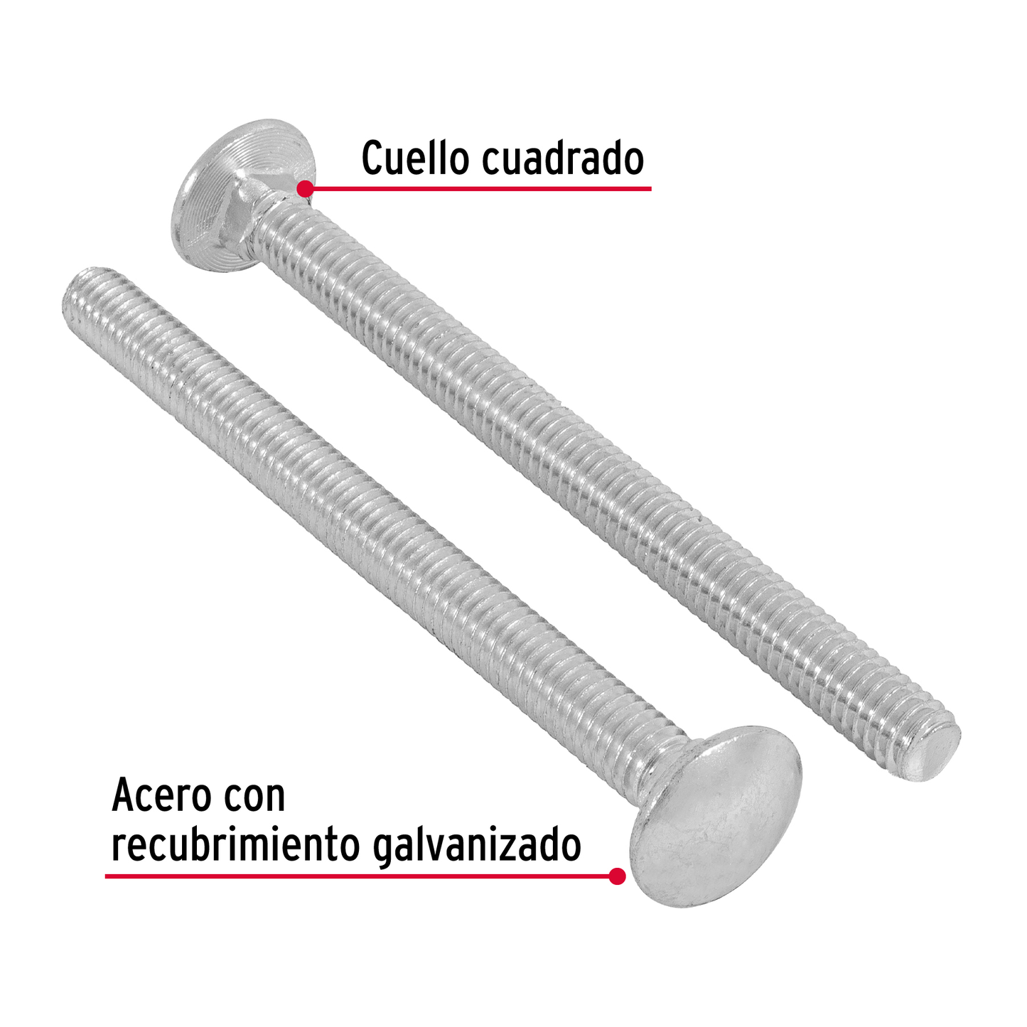 Tornillo tipo coche, galvanizado, 5/16 X 4", 50 piezas