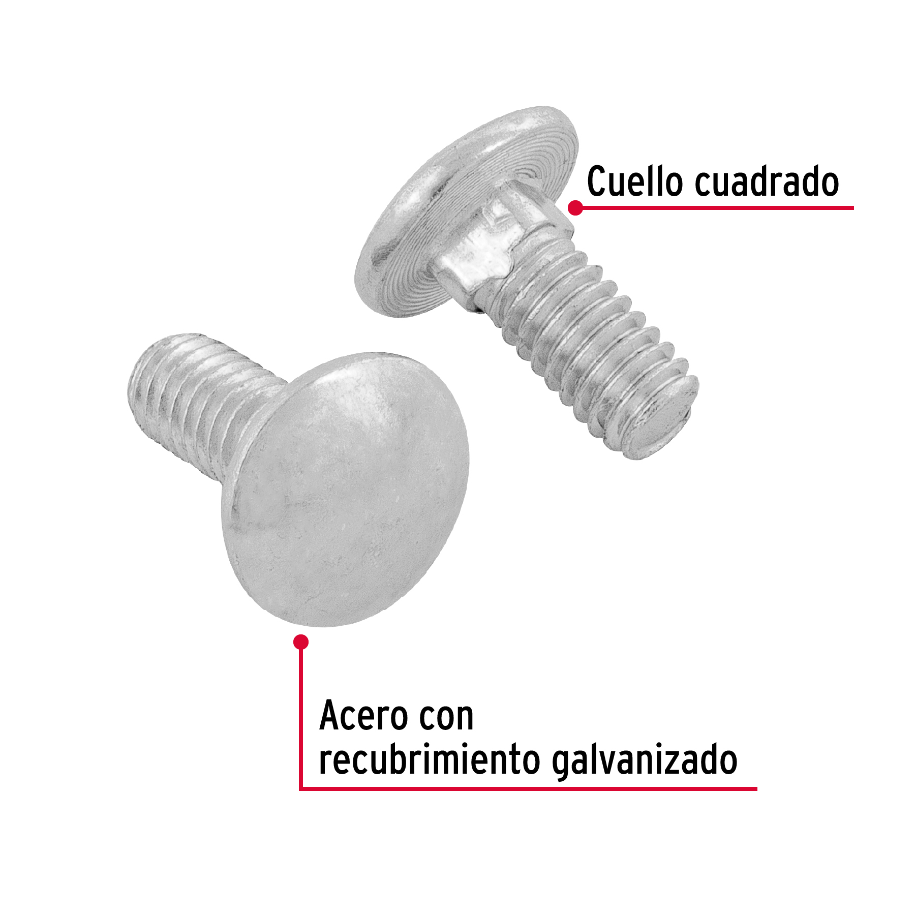Tornillo tipo coche, galvanizado, 5/16 X 3/4", 80 piezas