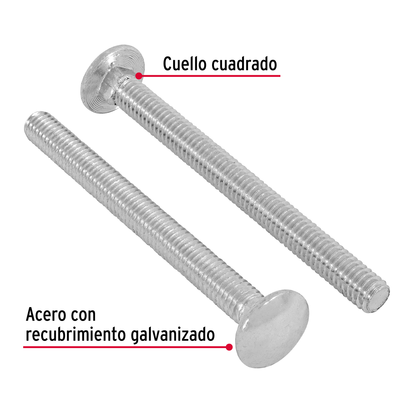 Tornillo tipo coche, galvanizado, 5/16 X 3-1/2", 50 piezas