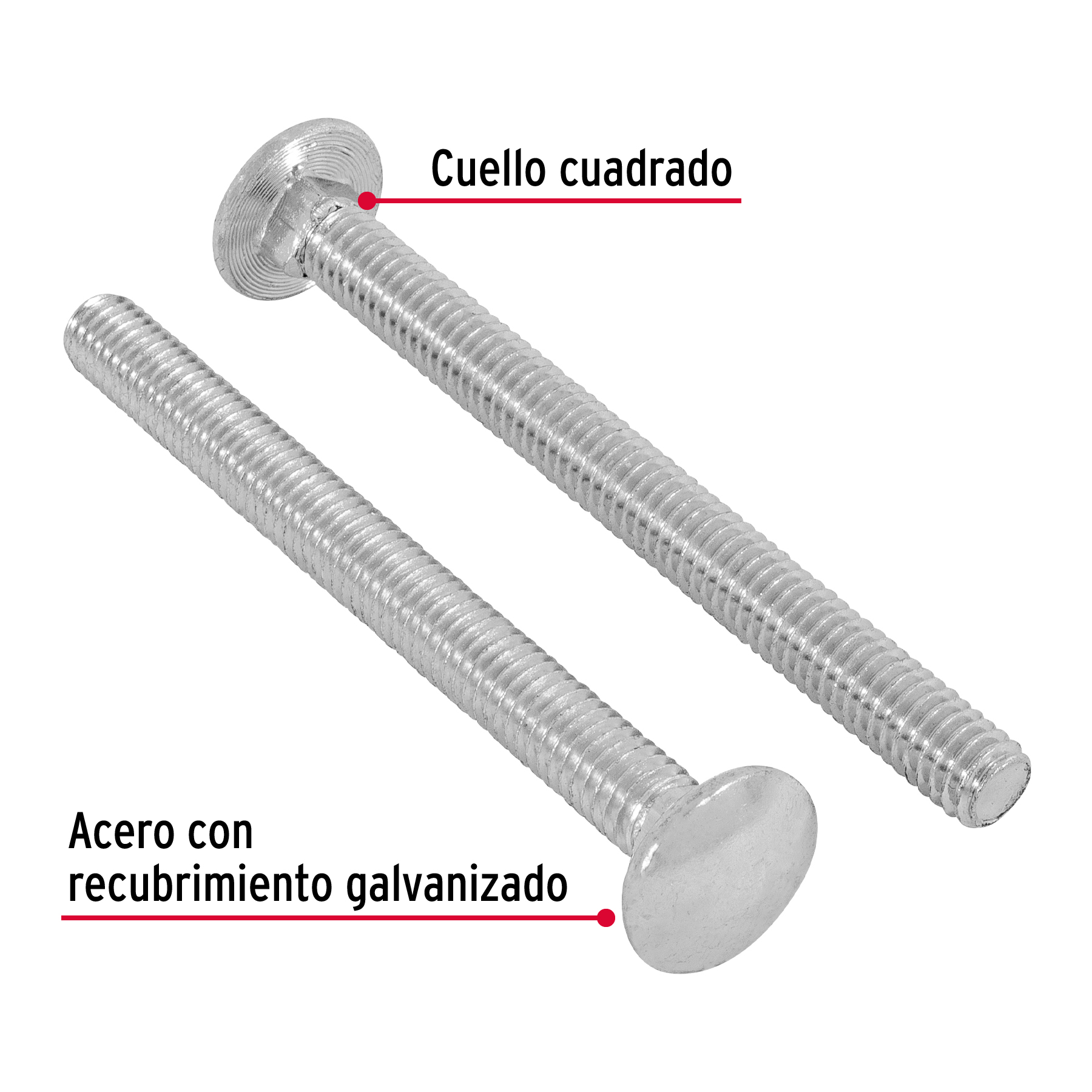 Tornillo tipo coche, galvanizado, 5/16 X 3-1/2", 50 piezas