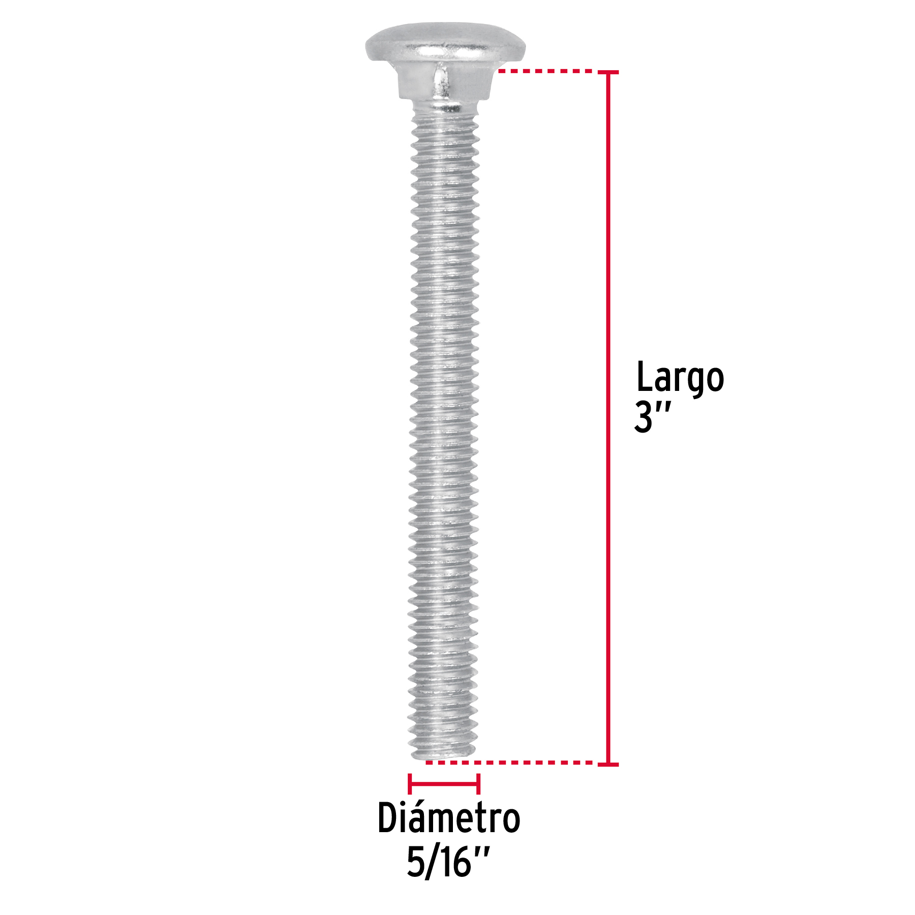 Tornillo tipo coche, galvanizado, 5/16 X 3", 60 piezas