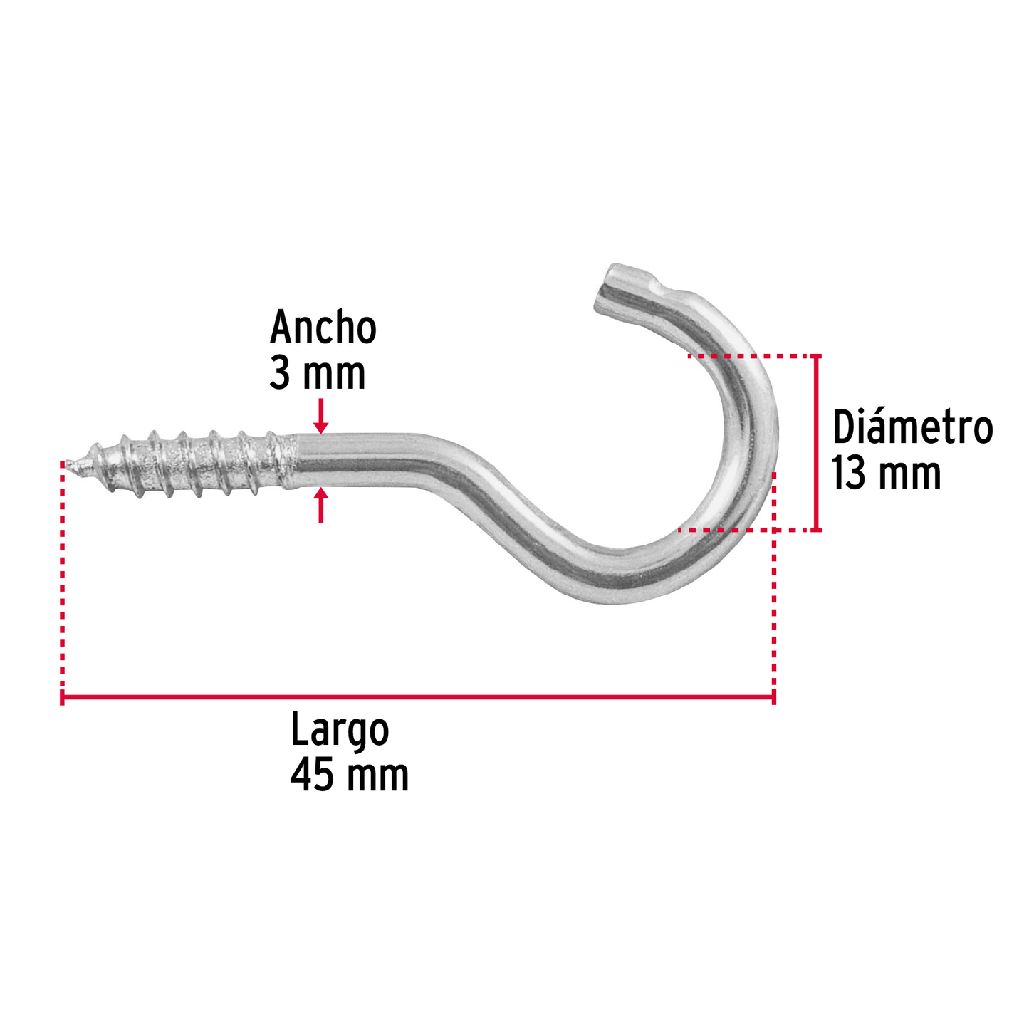 Armella 19 x 60, abierta, caja con 144 pzas