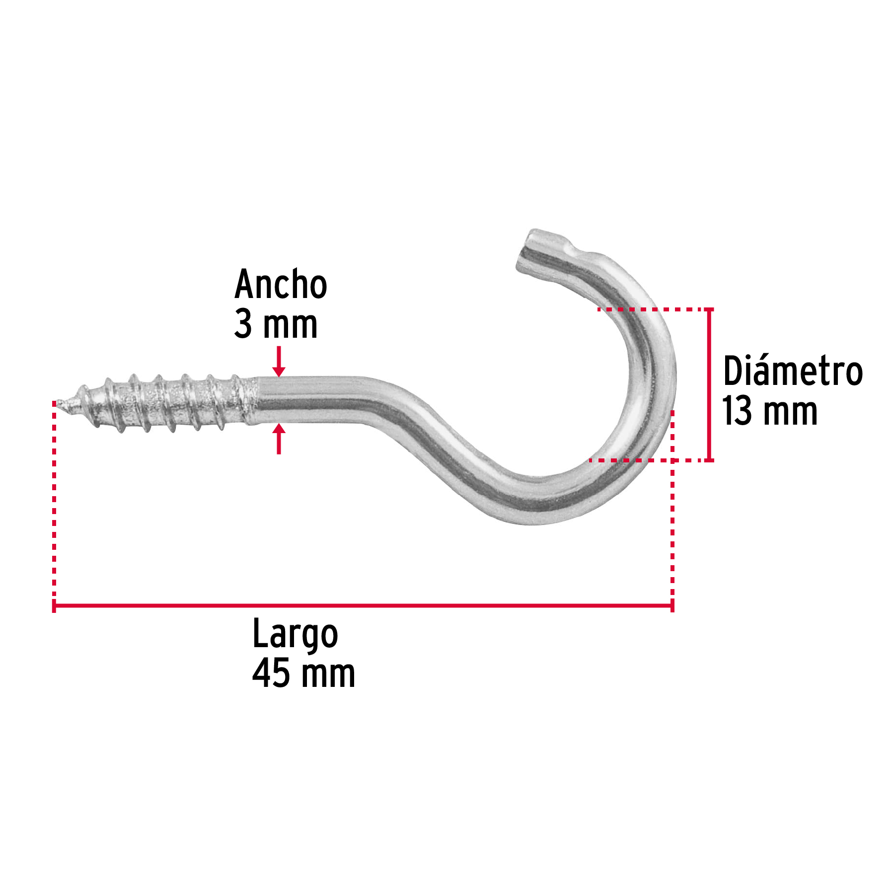 Armella 19 x 60, abierta, caja con 144 pzas