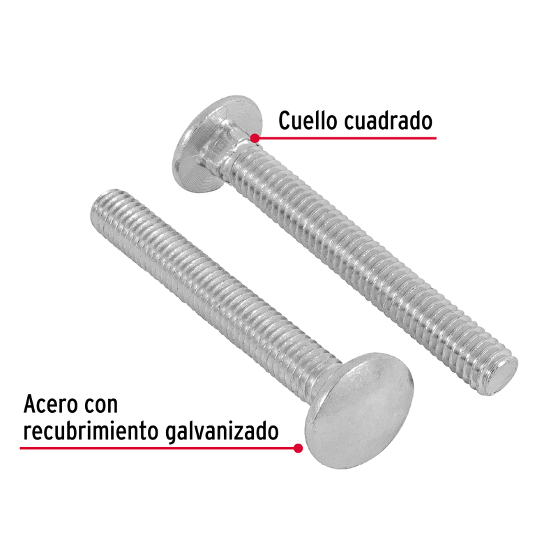 Tornillo tipo coche, galvanizado, 5/16 X 2-1/2", 60 piezas