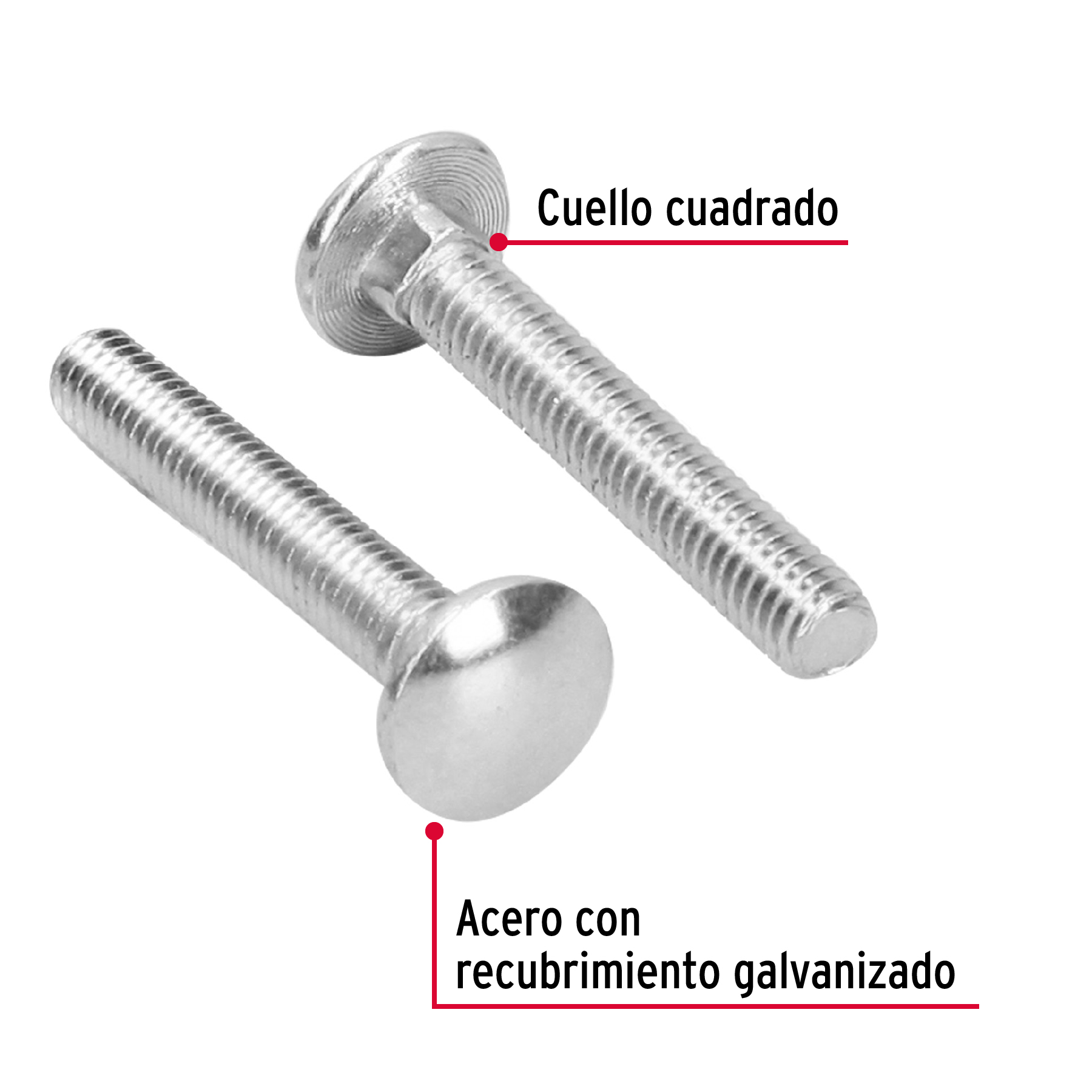 Tornillo tipo coche, galvanizado, 5/16 X 2", 80 piezas