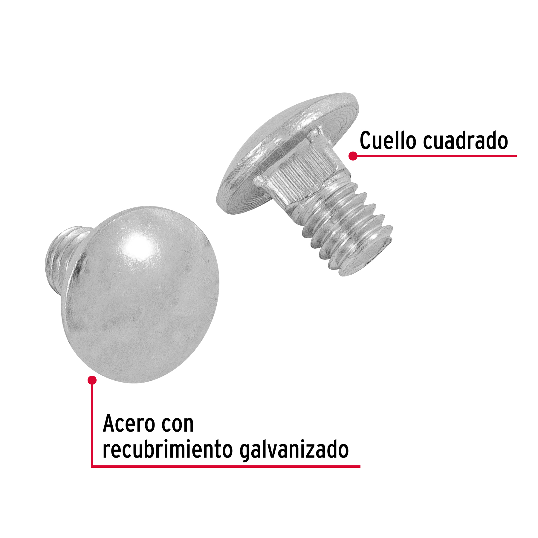 Tornillo tipo coche, galvanizado, 5/16 X 1/2", 100 piezas