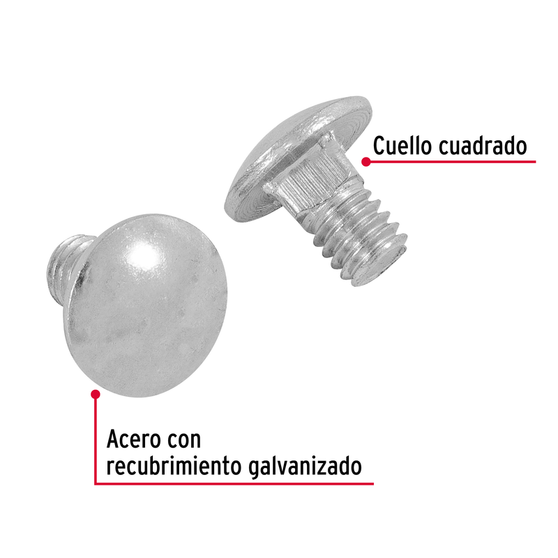 Tornillo tipo coche, galvanizado, 5/16 X 1/2", 100 piezas