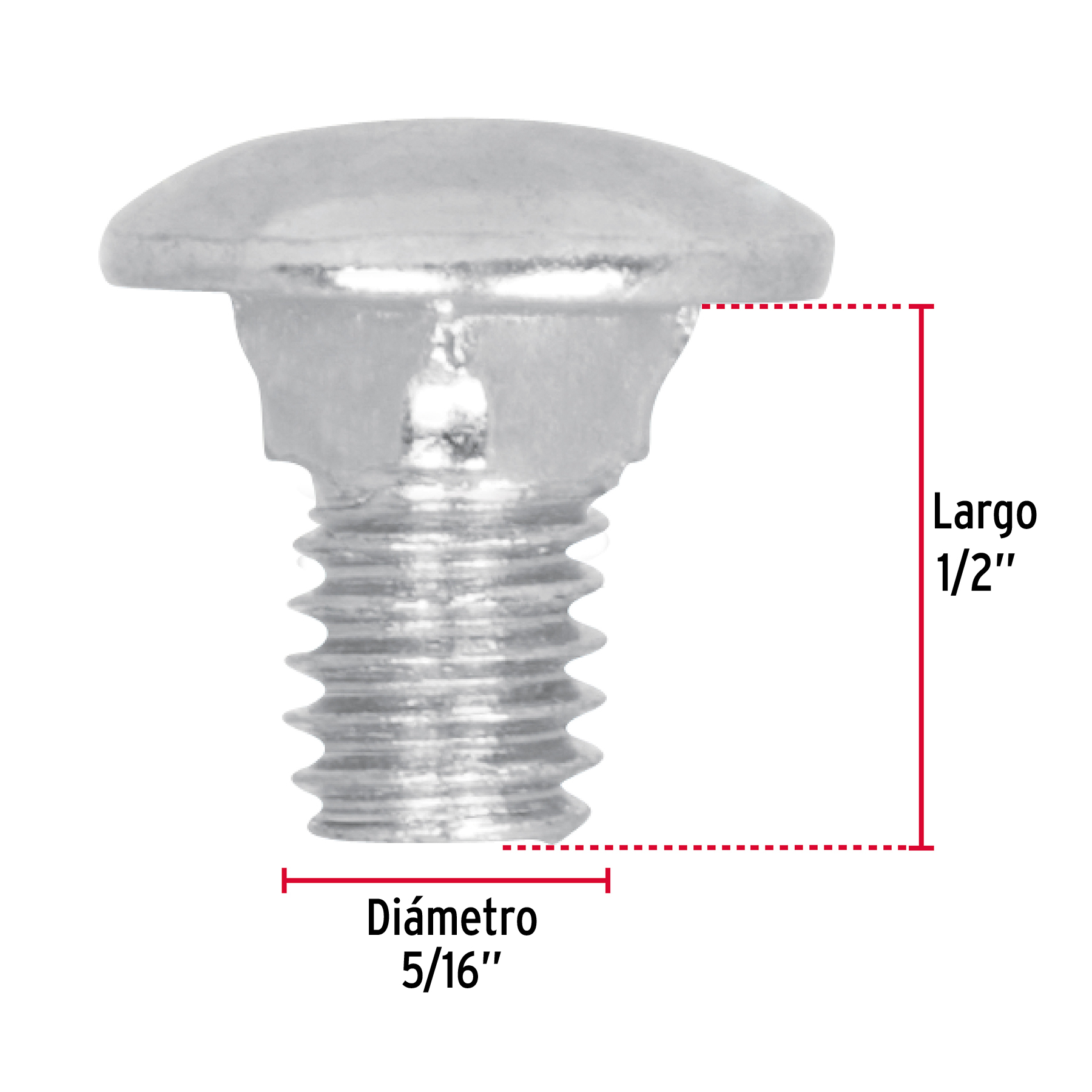 Tornillo tipo coche, galvanizado, 5/16 X 1/2", 100 piezas