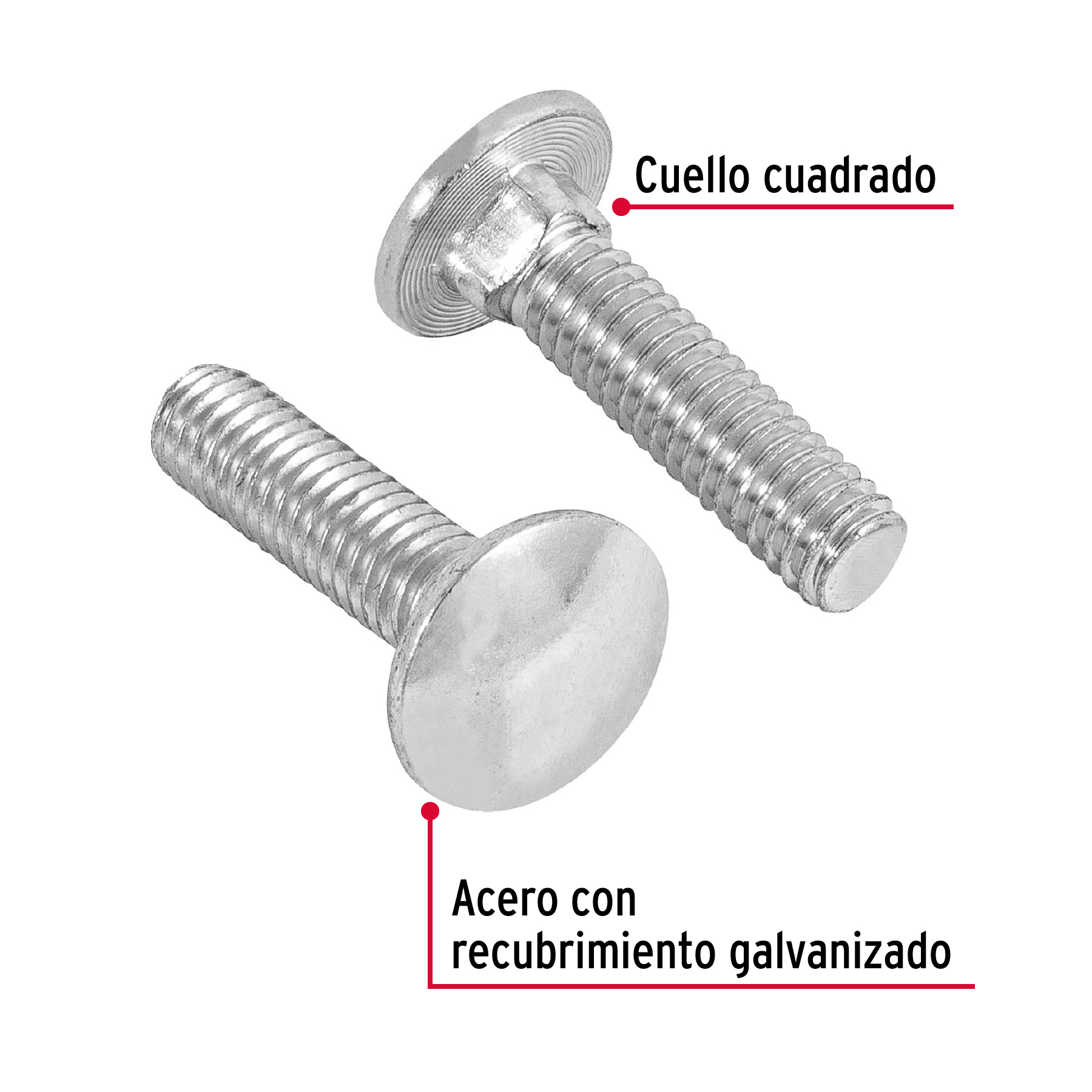 Tornillo tipo coche, galvanizado, 5/16 X 1-1/4", 60 piezas