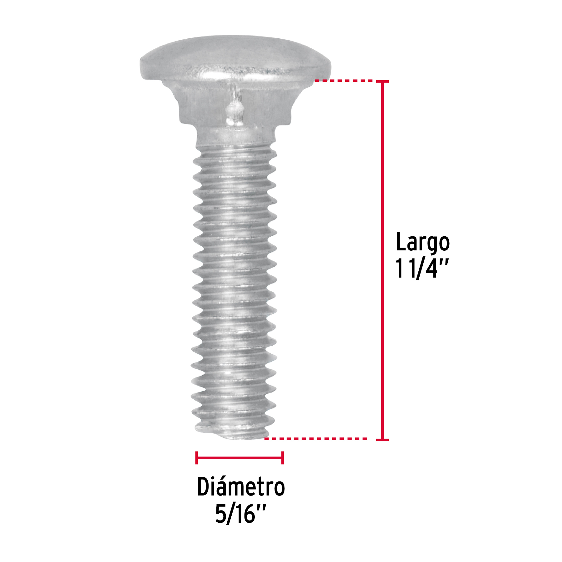 Tornillo tipo coche, galvanizado, 5/16 X 1-1/4", 60 piezas