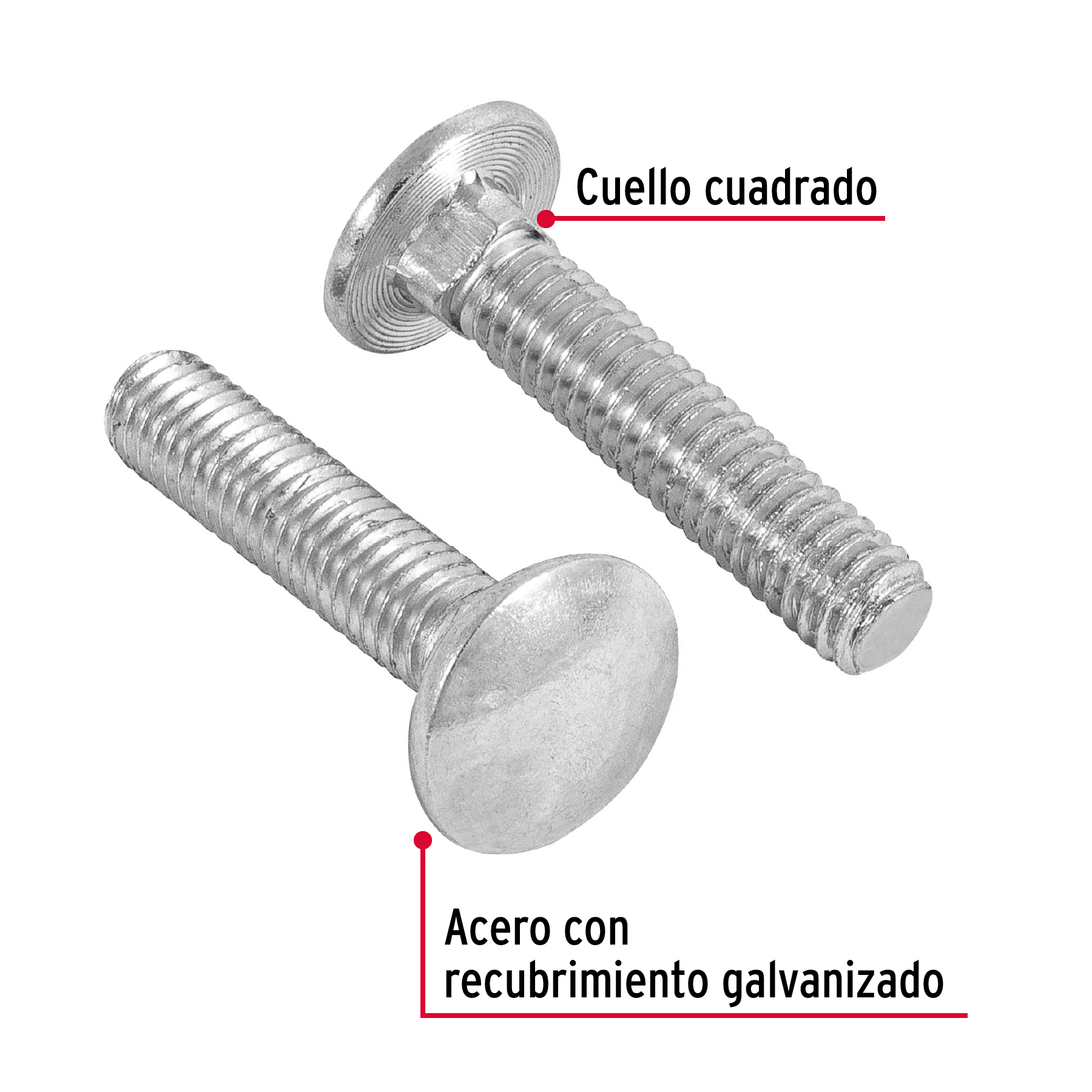 Tornillo tipo coche, galvanizado, 5/16 X 1-1/2", 50 piezas