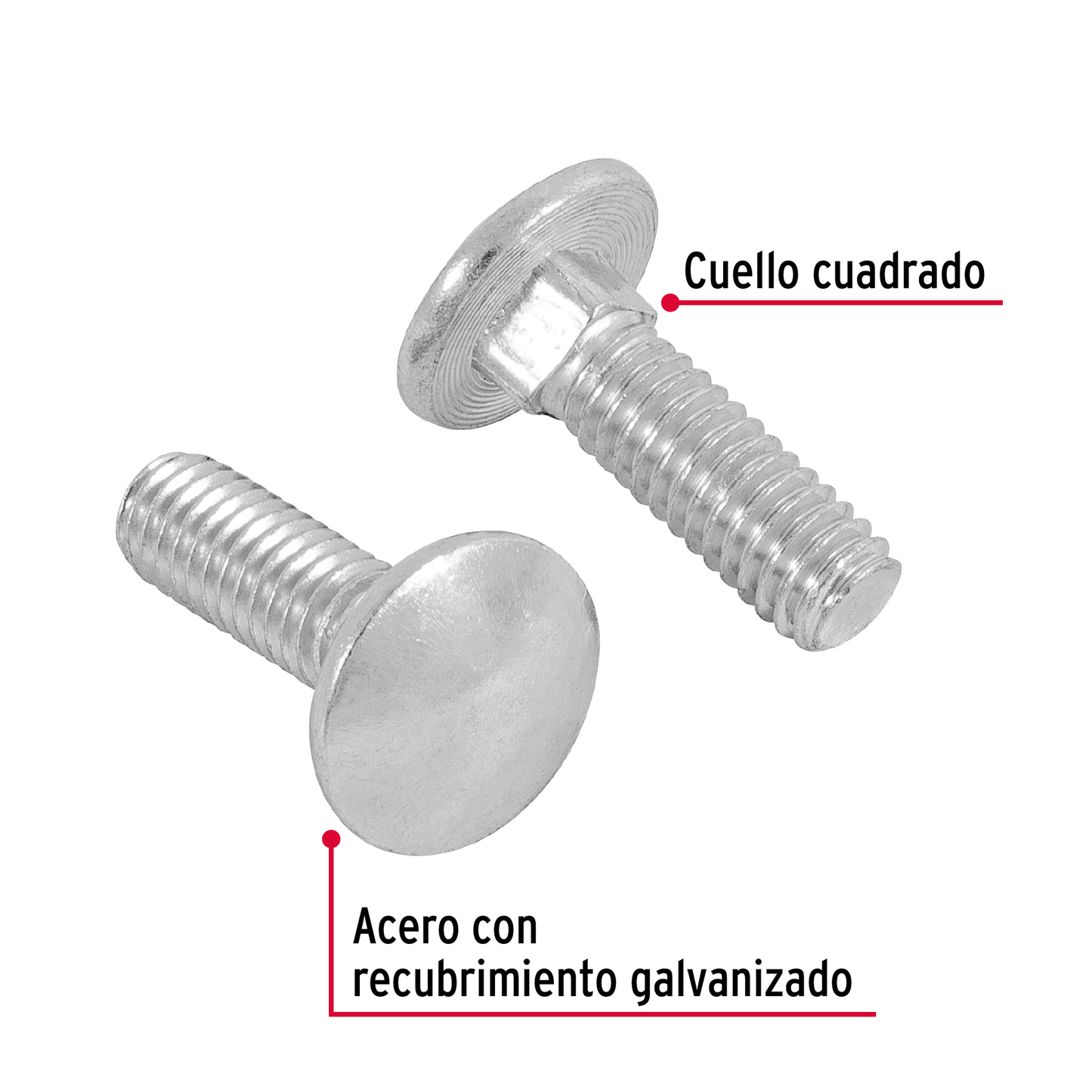Tornillo tipo coche, galvanizado, 5/16 X 1", 60 piezas