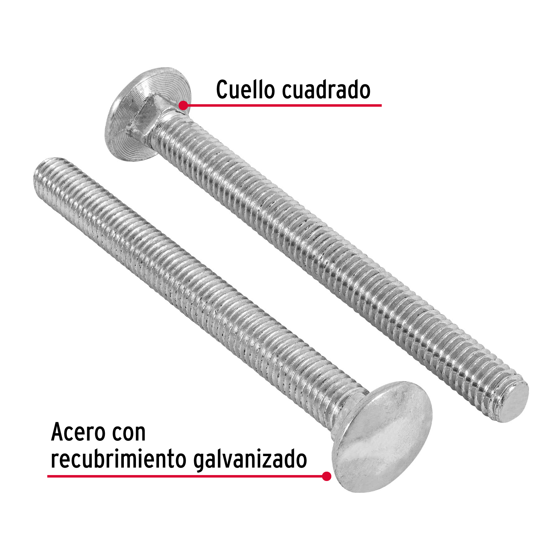 Tornillo tipo coche, galvanizado, 3/8 X 4", 30 piezas